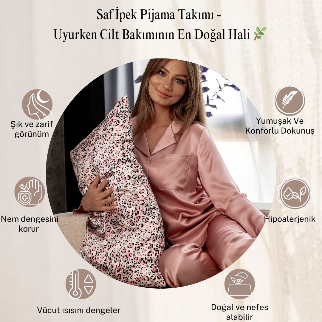 Gül Kurusu - Saf İpek Pijama Takımı