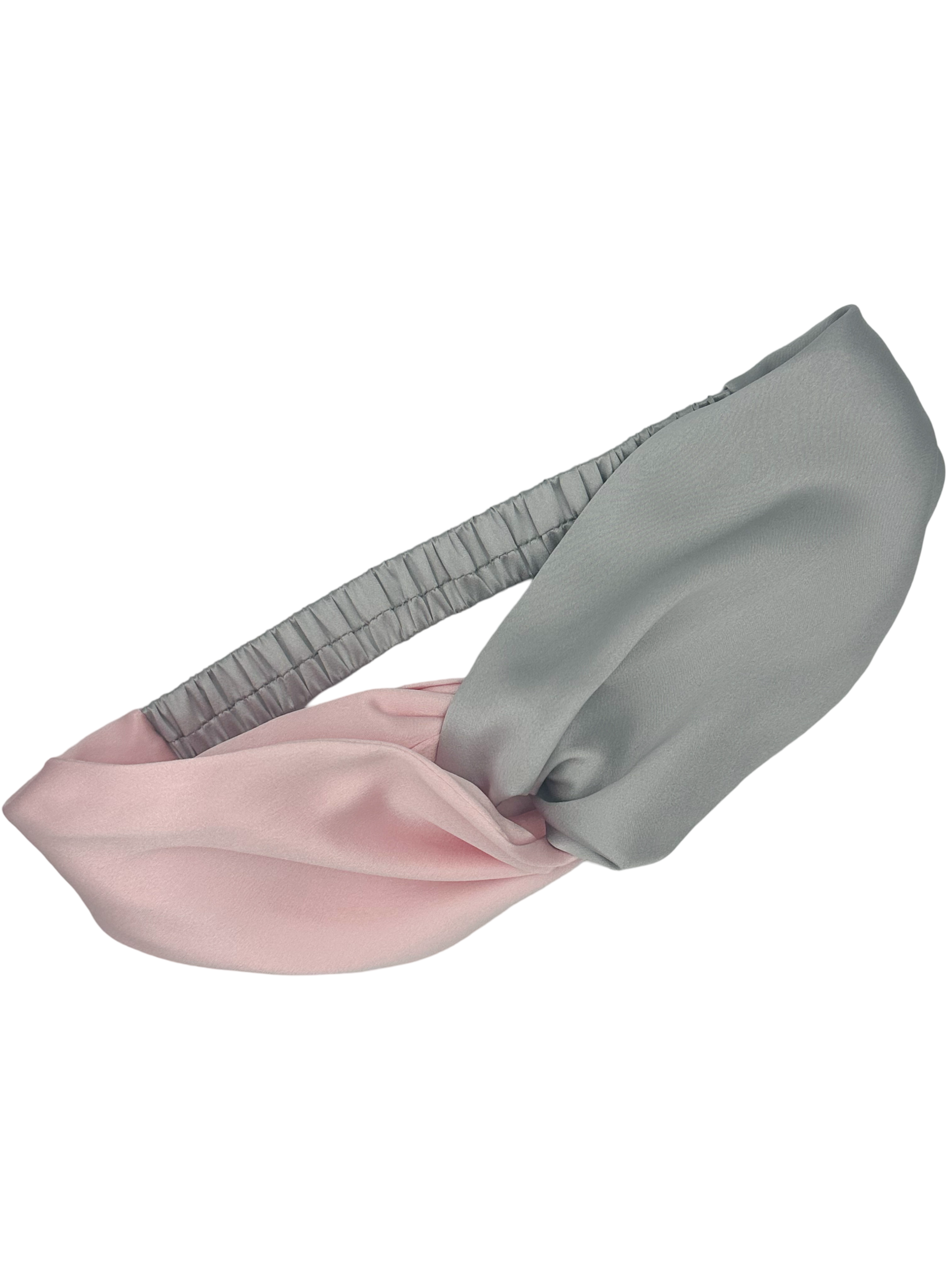 Silver Grey Pink Dual Color Silk Hair Band