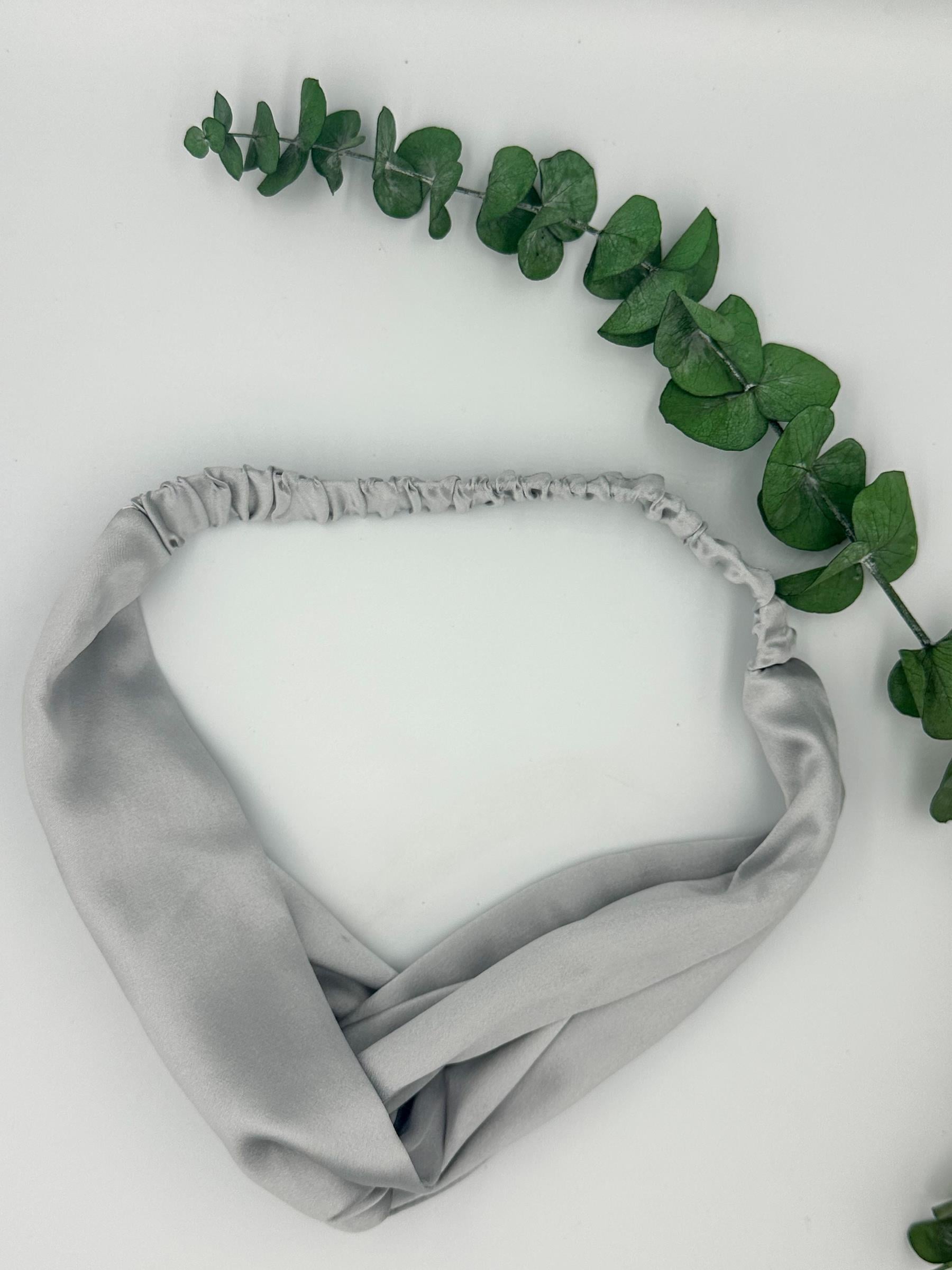Silver Grey Silk Hair Band