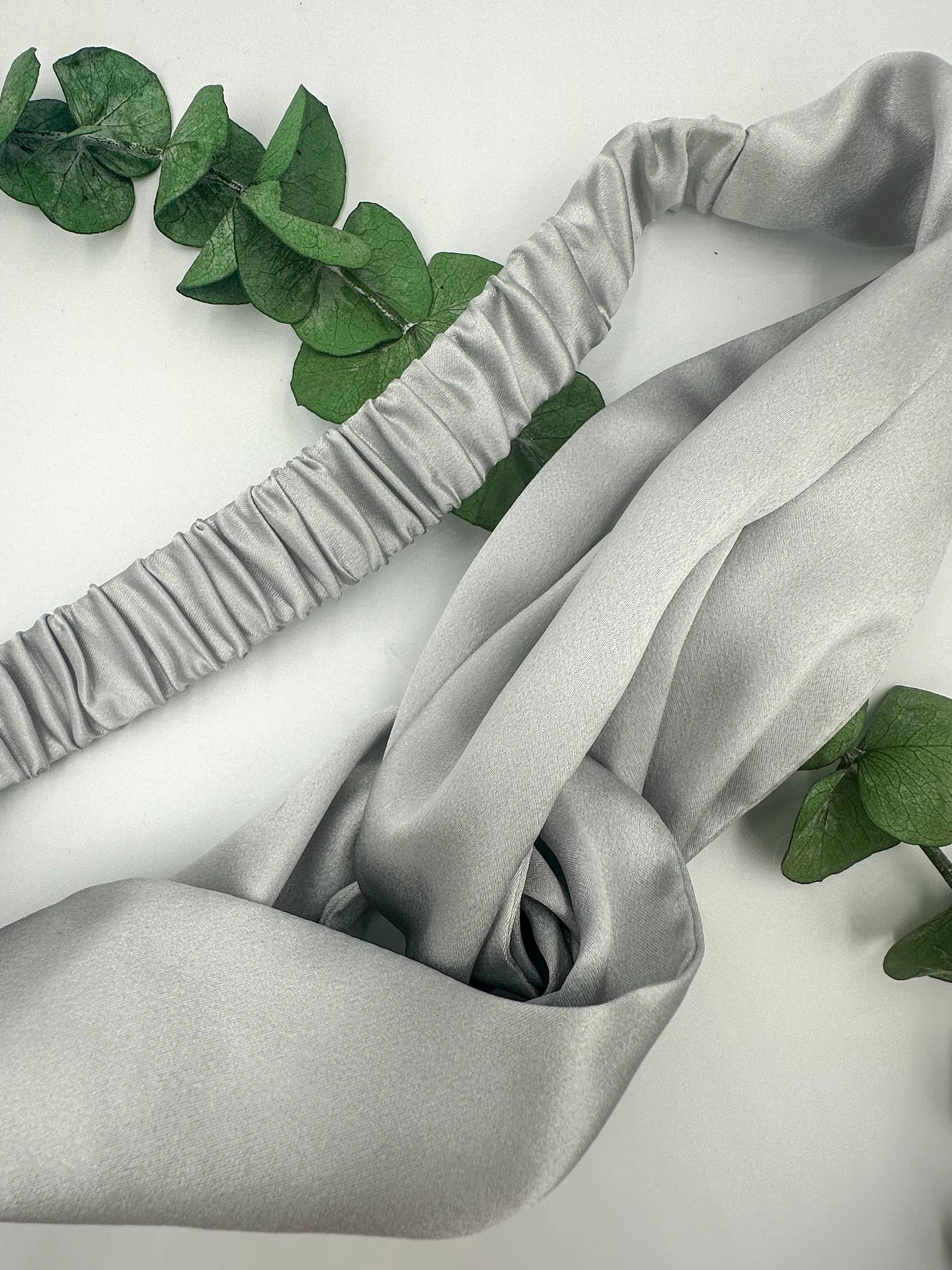 Silver Grey Silk Hair Band