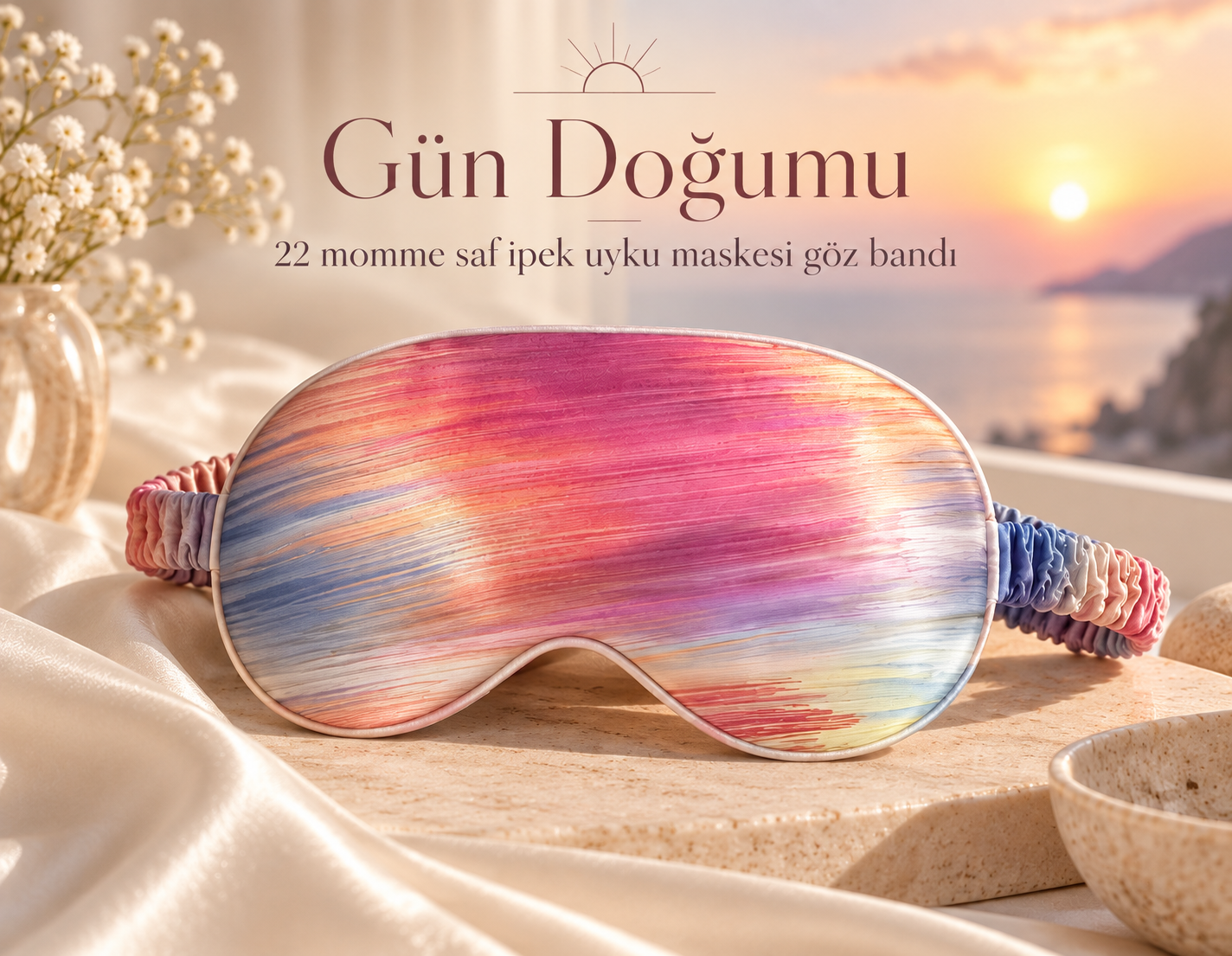 Gün Doğumu - 'Sleep & Glow' 22 mm Uyku Maskesi Göz Bandı 