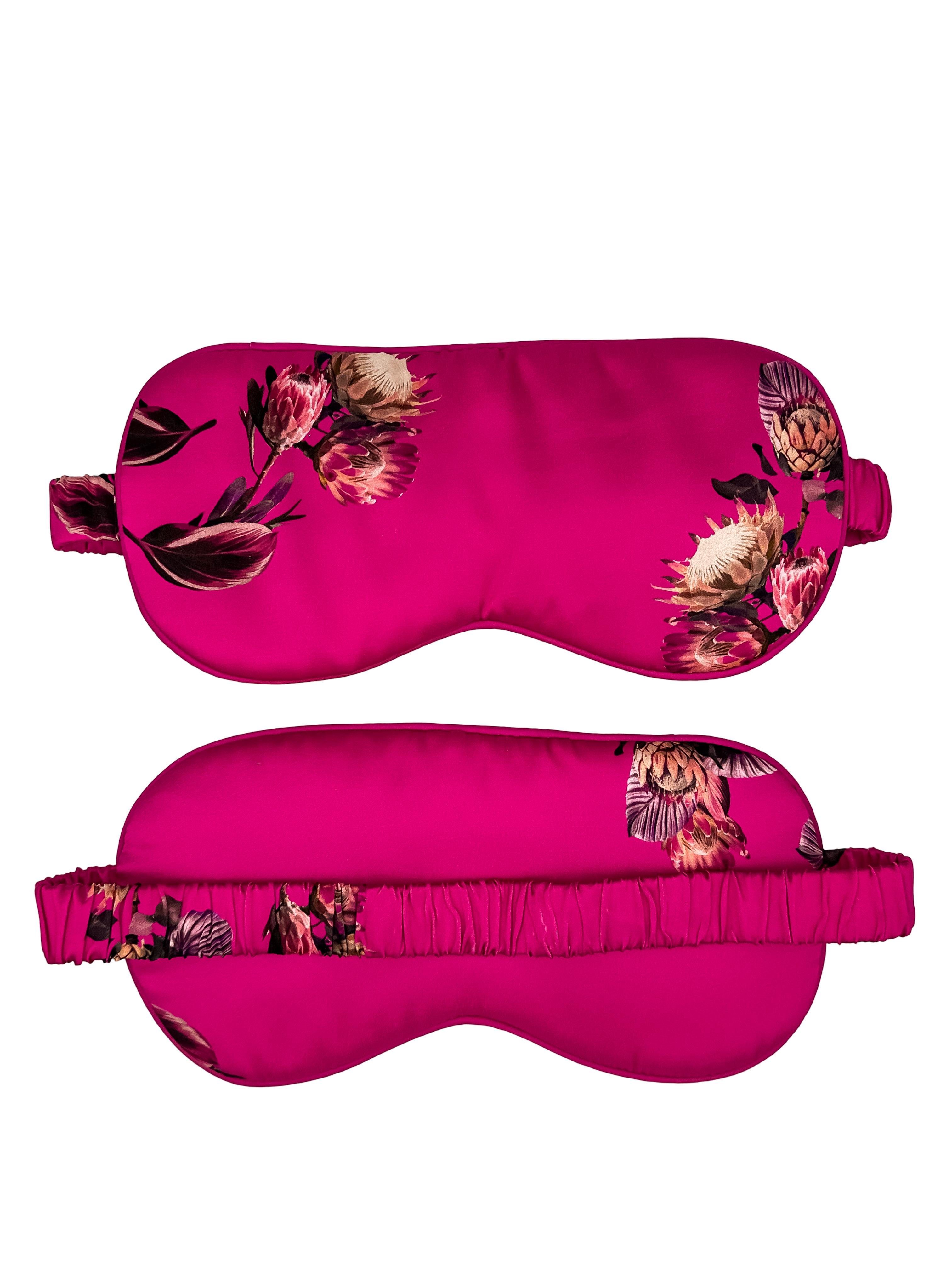 Hot Pink Saf İpek Uyku Maskesi Göz Bandı 