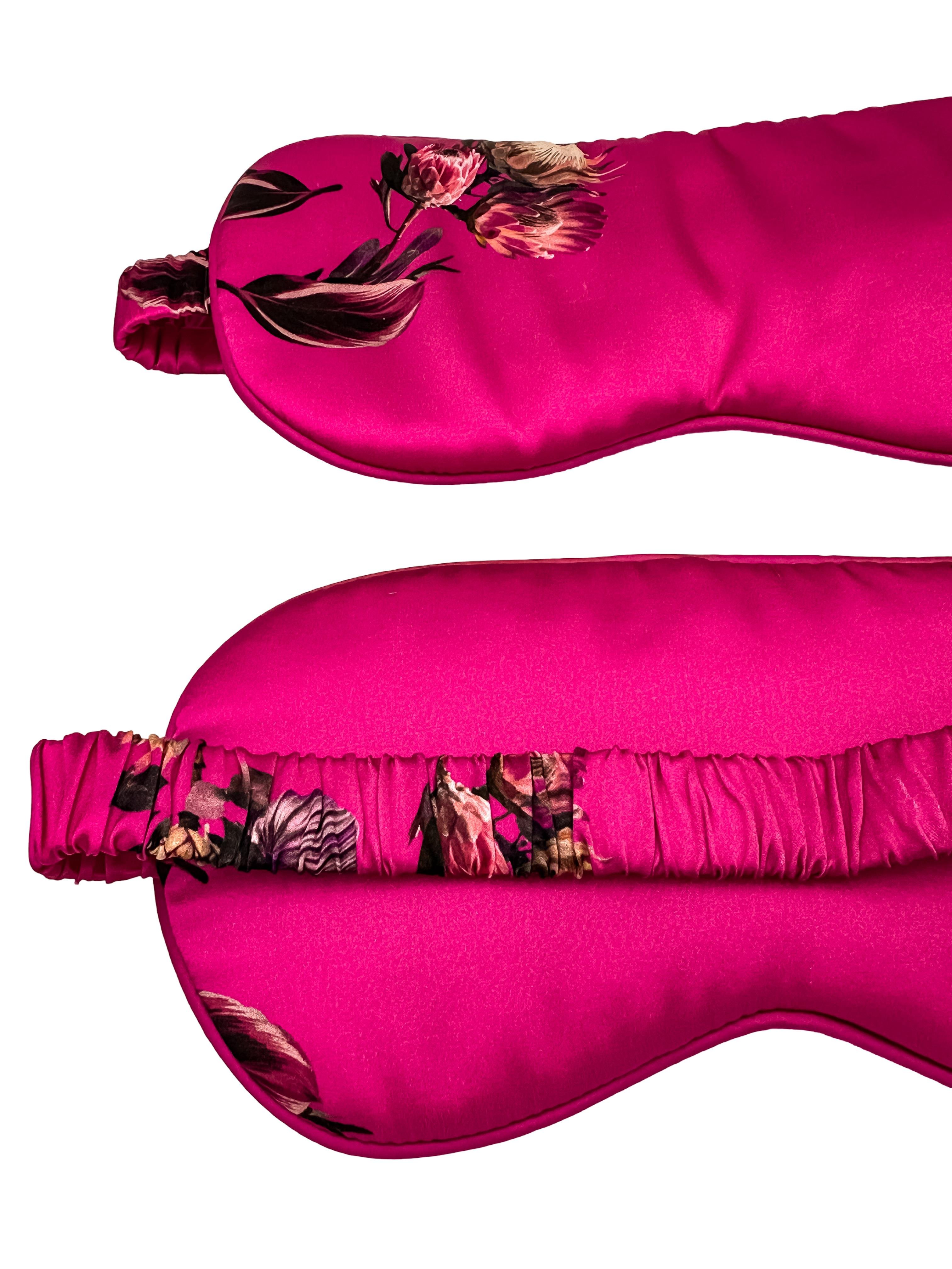Hot Pink Saf İpek Uyku Maskesi Göz Bandı 