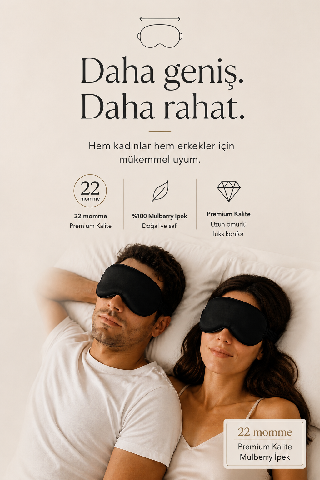Nude Saf İpek Uyku Maskesi Göz Bandı 
