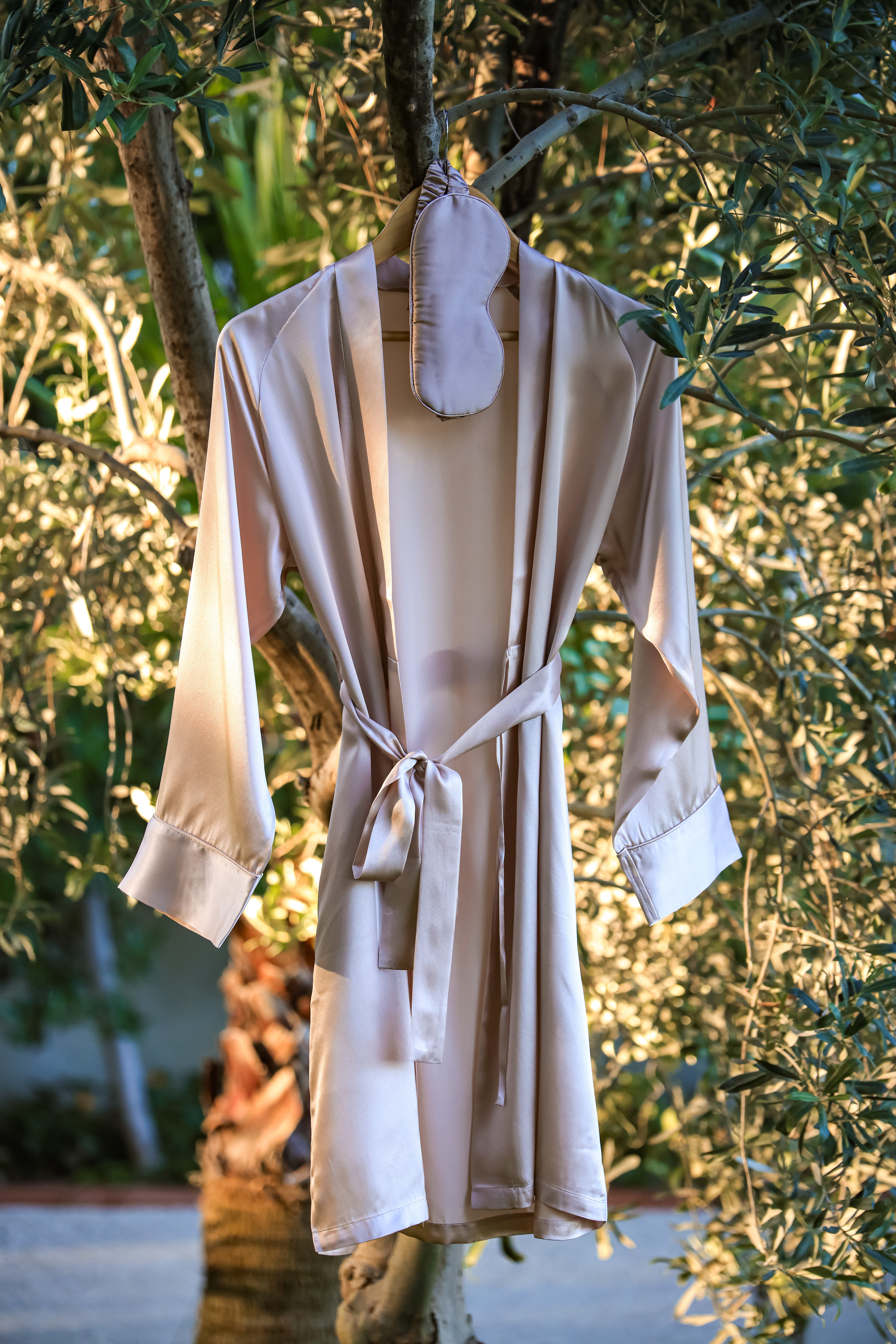 Kum Rengi %100 Saf İpek Kimono Sabahlık 