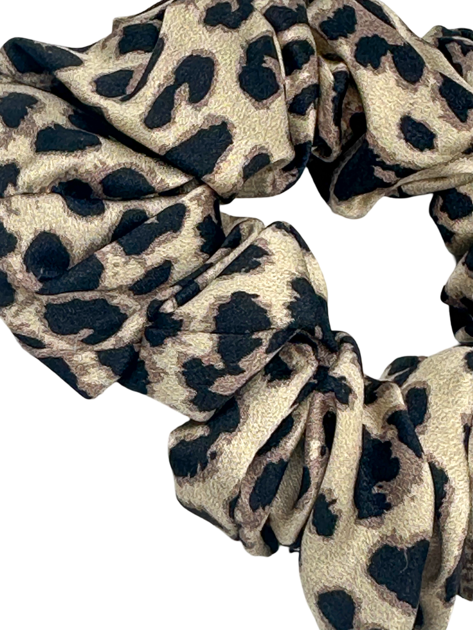 Leopar Saf İpek Saç Tokası Orta Boy