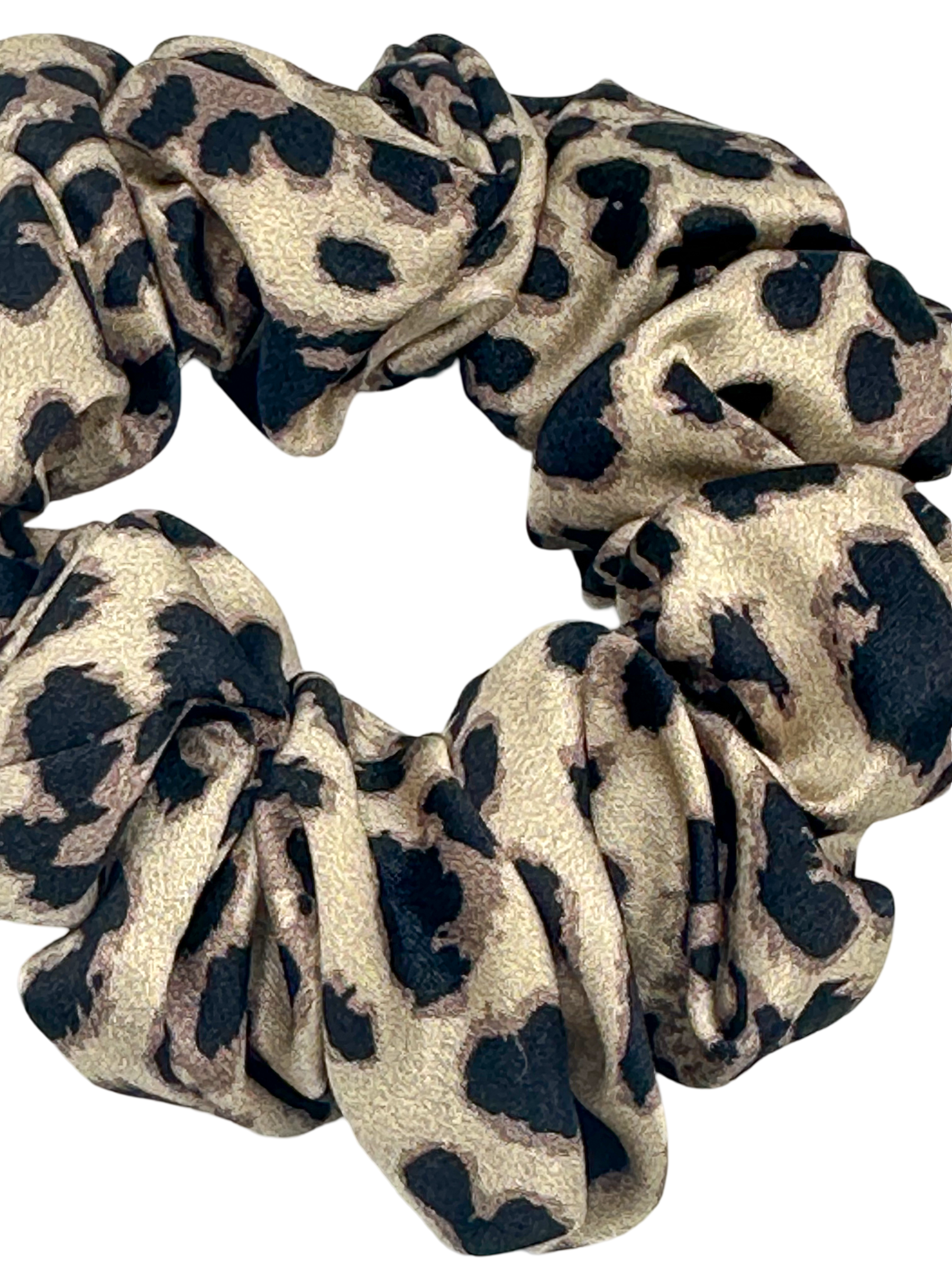 Leopar Saf İpek Saç Tokası Orta Boy