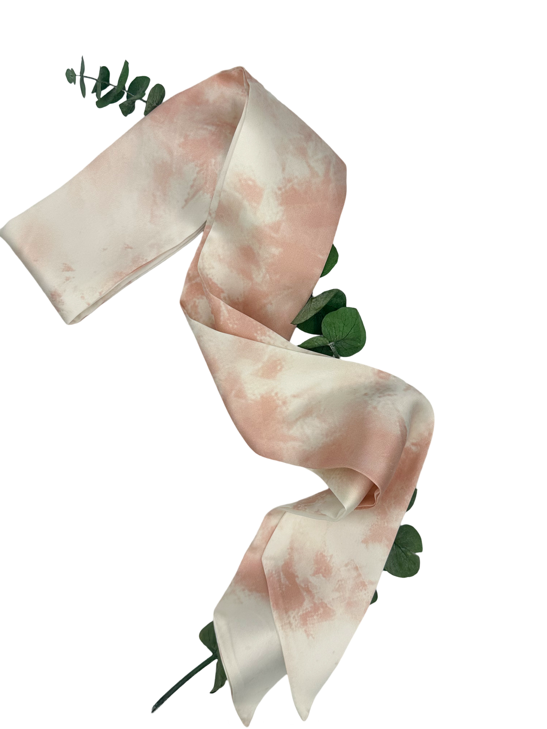 Marble Pink - Saf İpek Saç Kurdelesi 