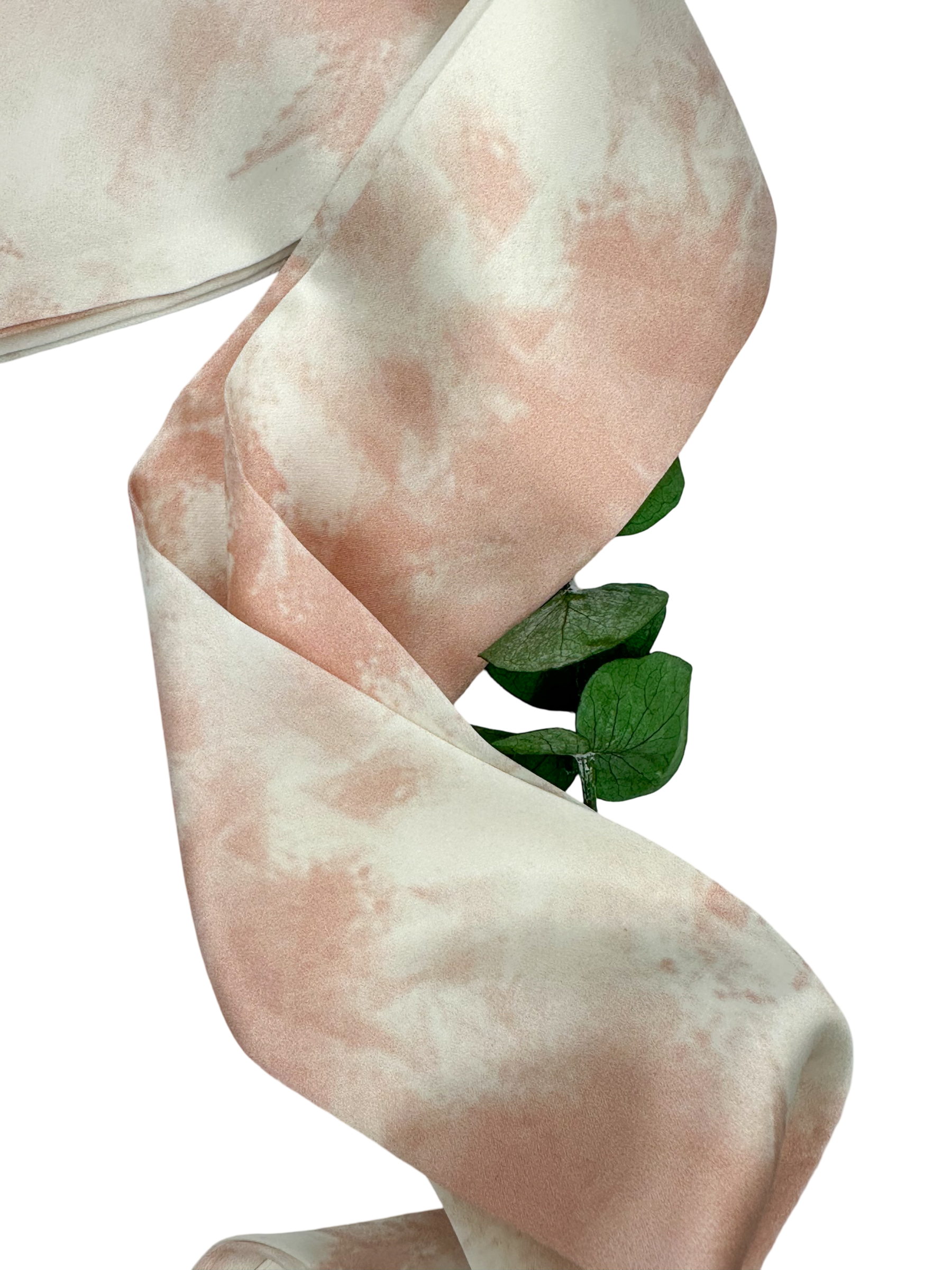 Marble Pink - Saf İpek Saç Kurdelesi 