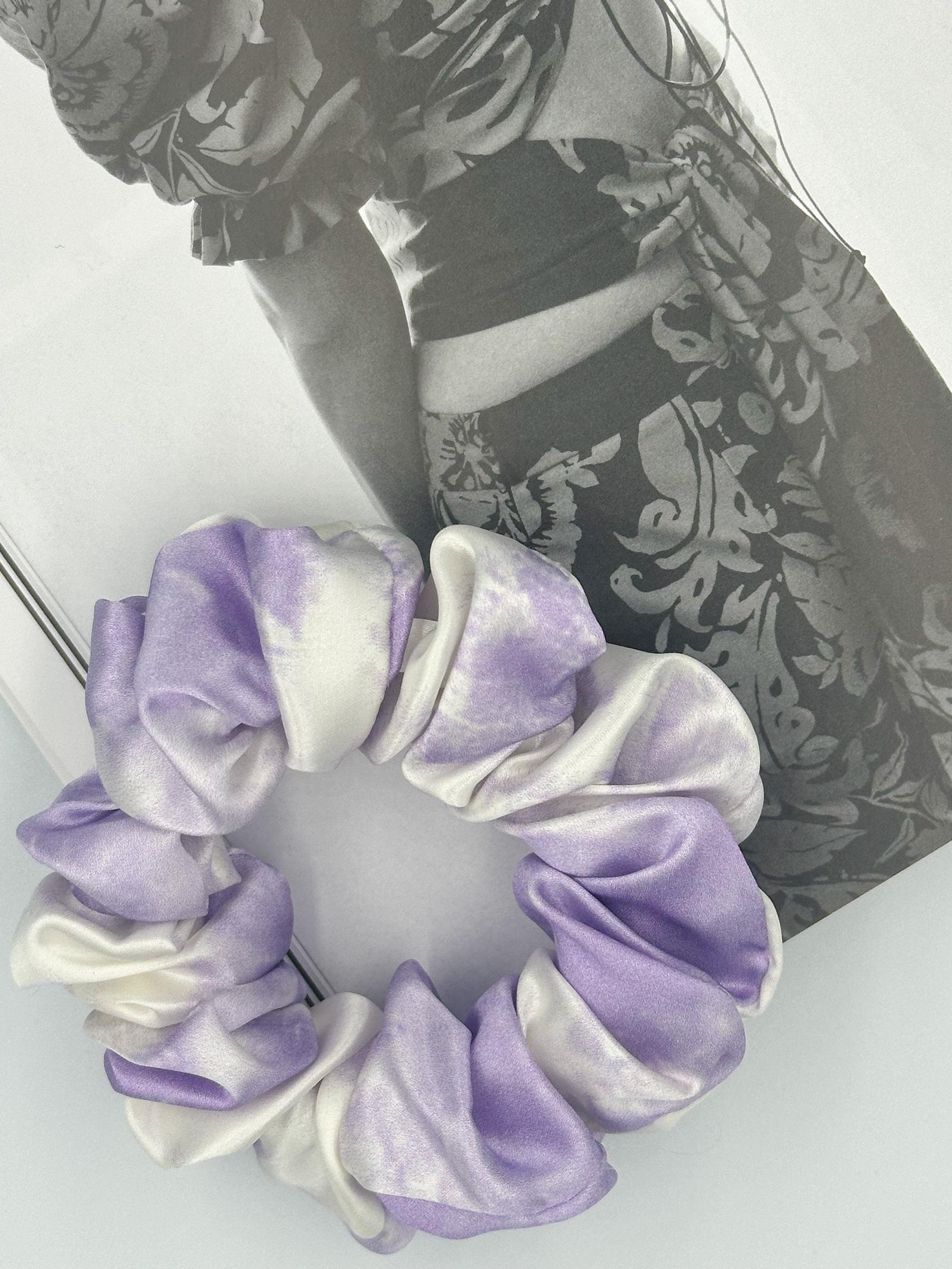 Marble Purple - Saf İpek Saç Tokası Orta Boy