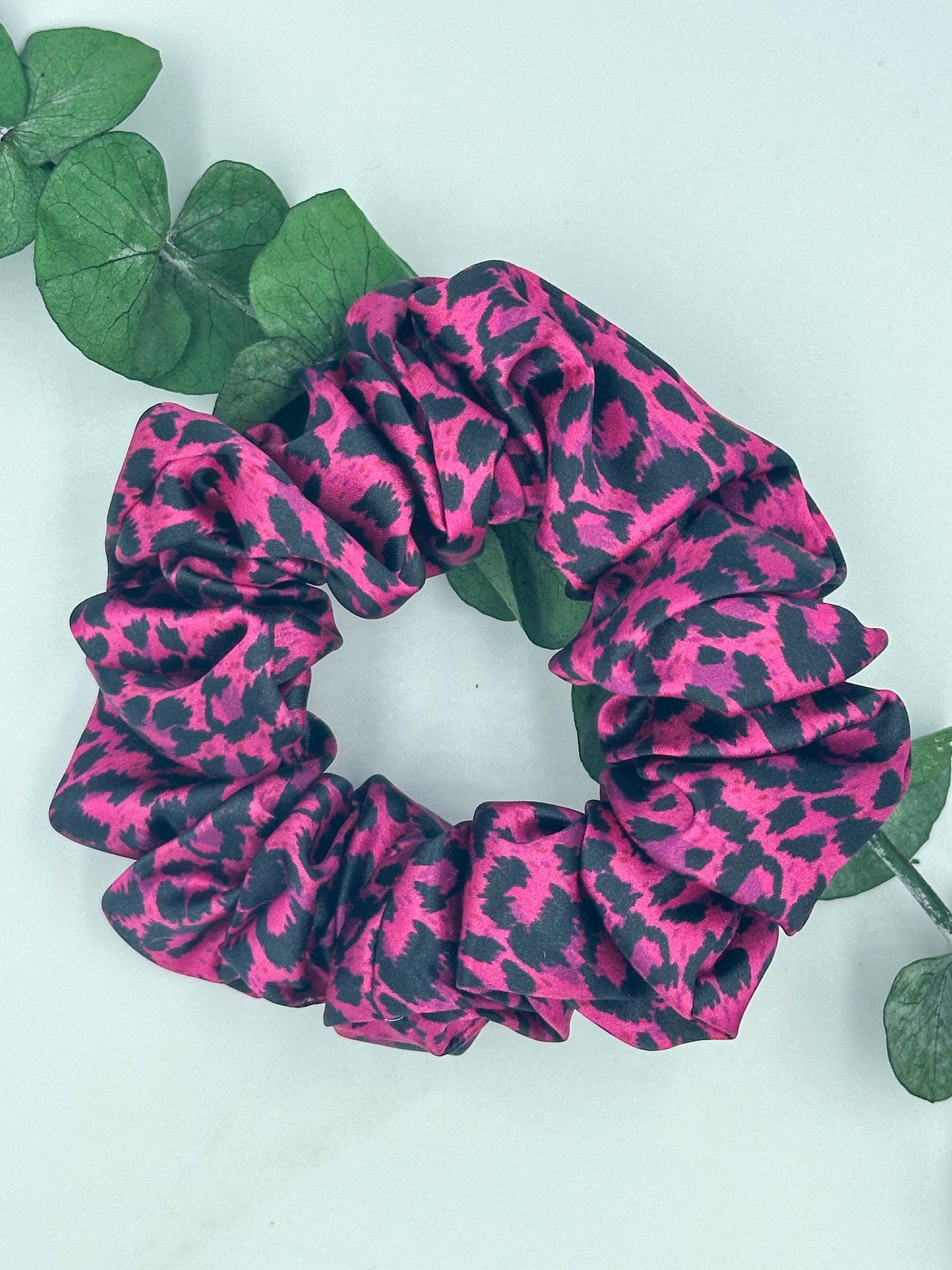 Pink Leopard - Saf İpek Saç Tokası Orta Boy