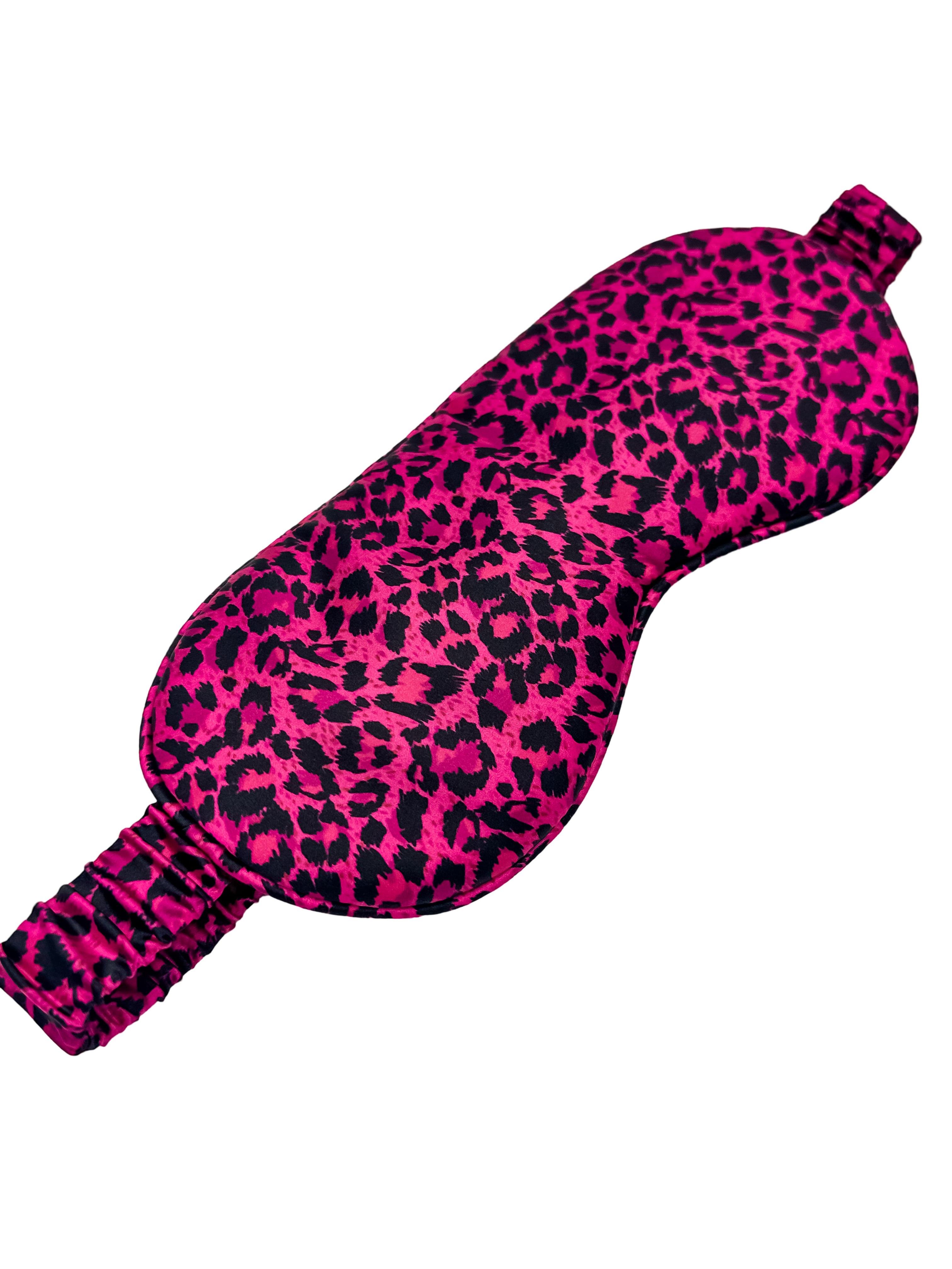Pink Leopard Saf İpek Uyku Maskesi Göz Bandı 