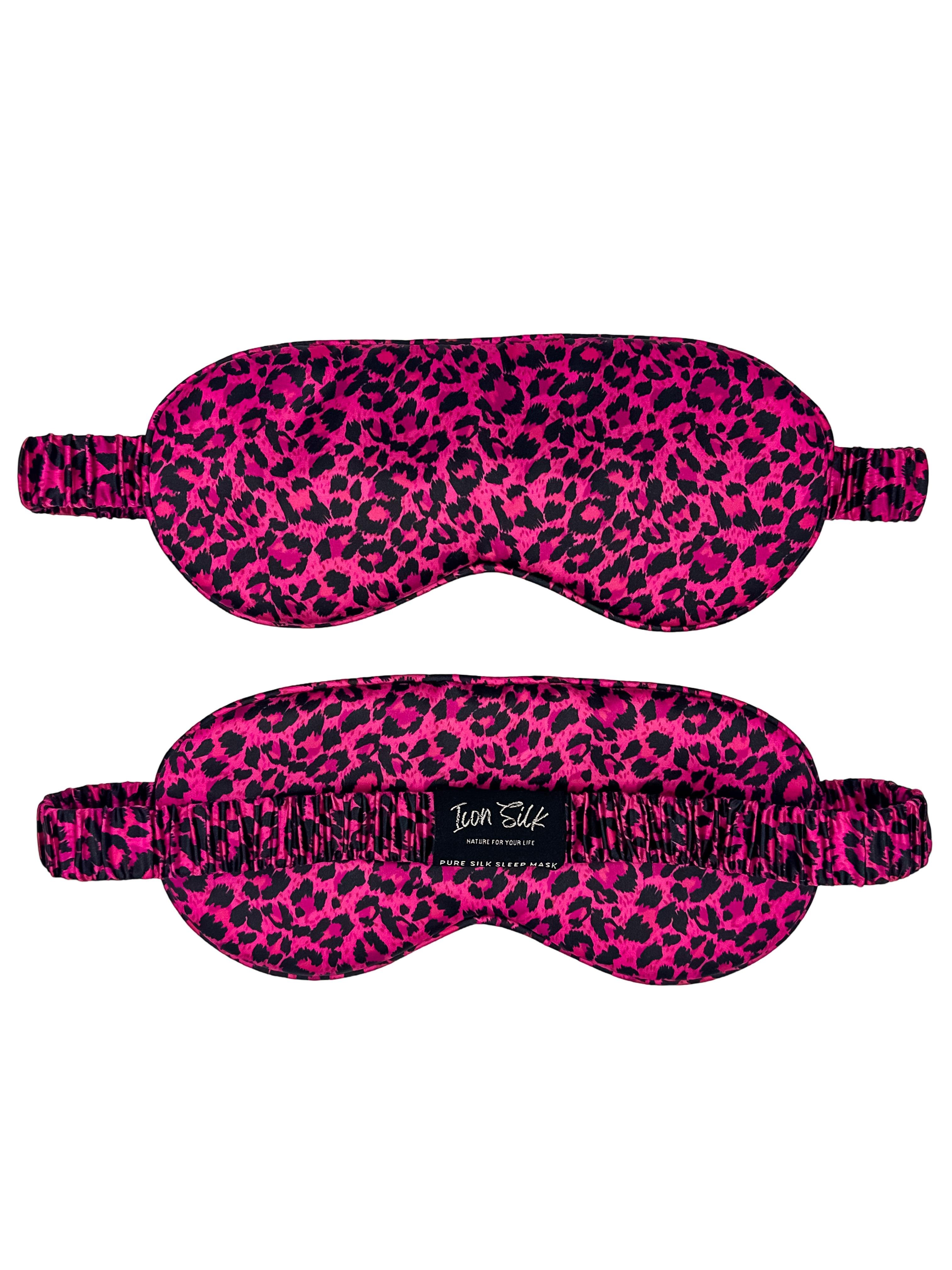 Pink Leopard Saf İpek Uyku Maskesi Göz Bandı 