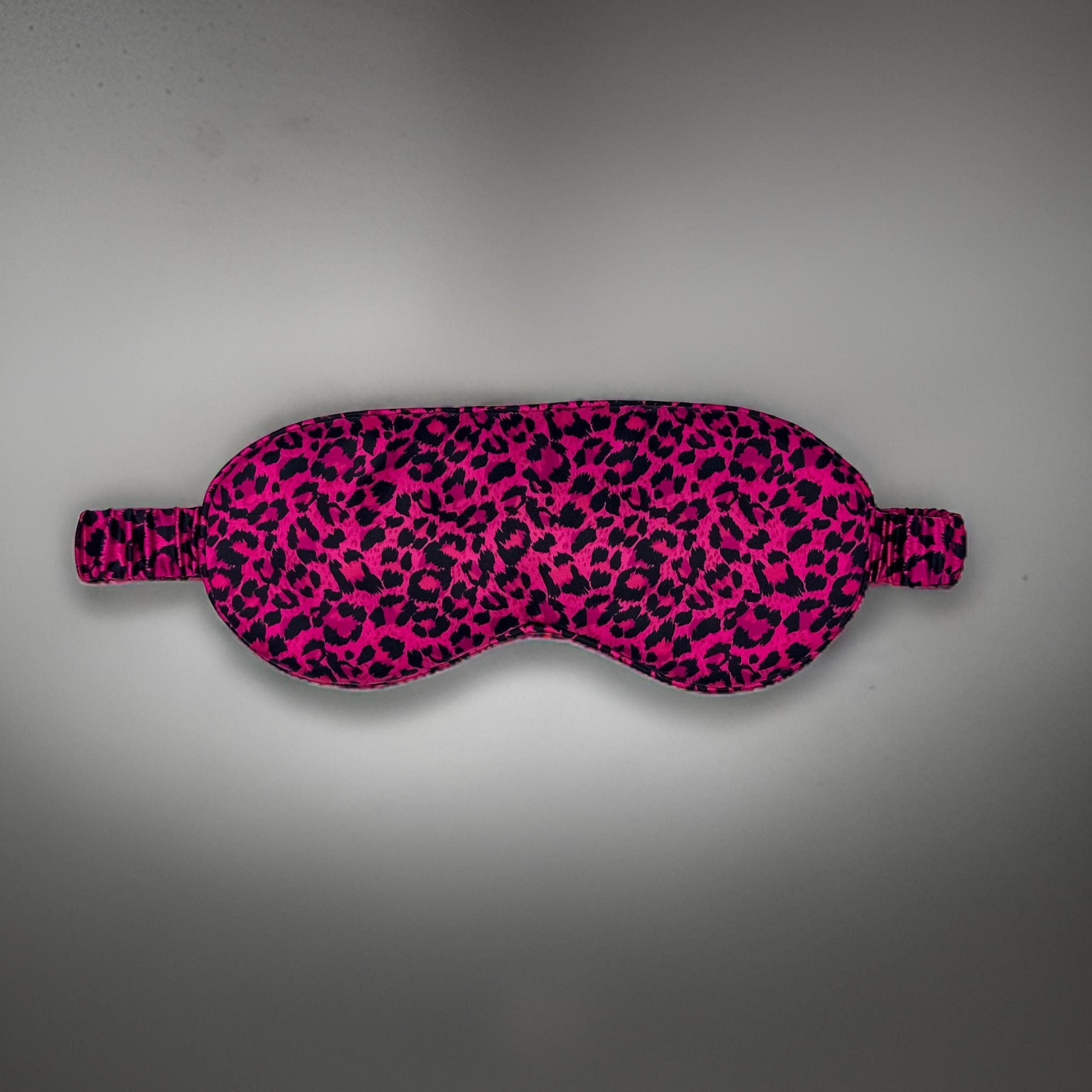Pink Leopard Saf İpek Uyku Maskesi Göz Bandı 