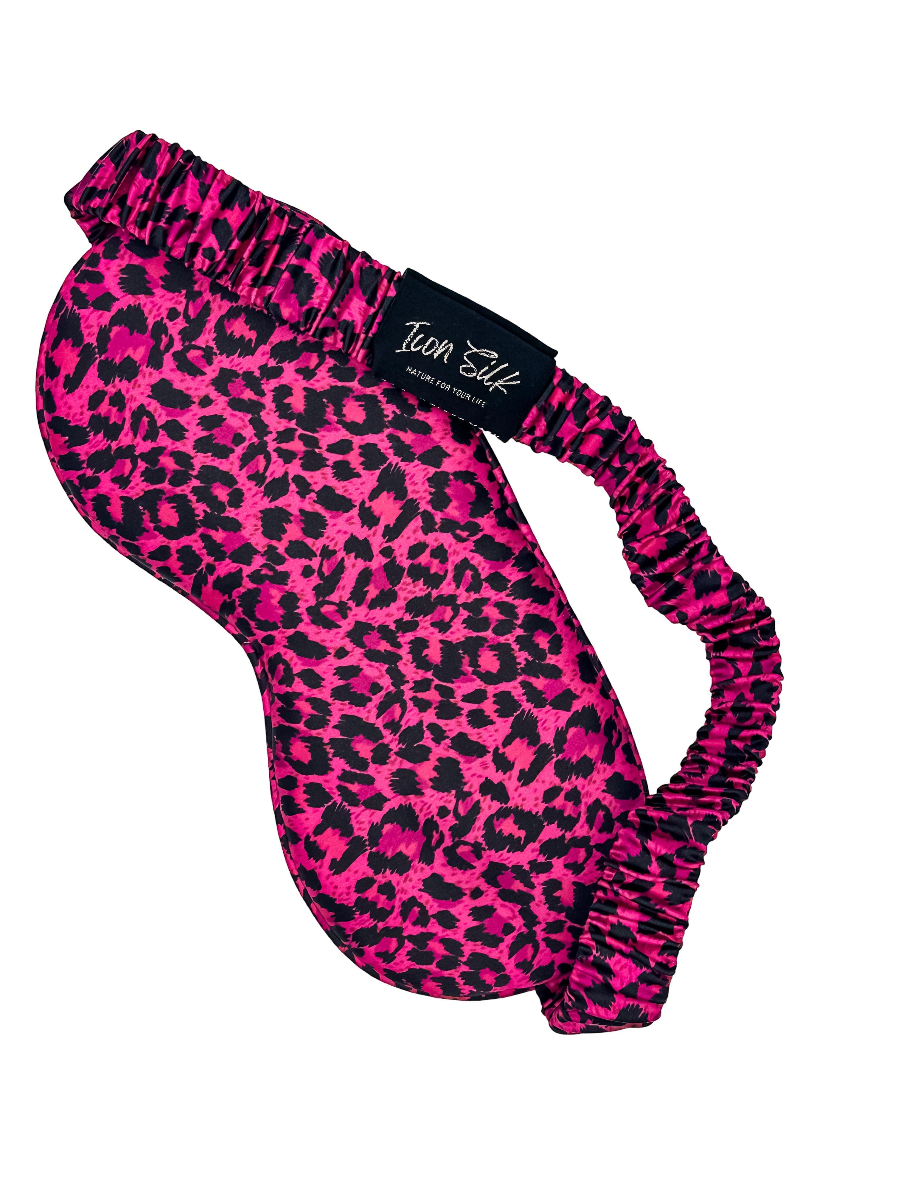 Pink Leopard Saf İpek Uyku Maskesi Göz Bandı 