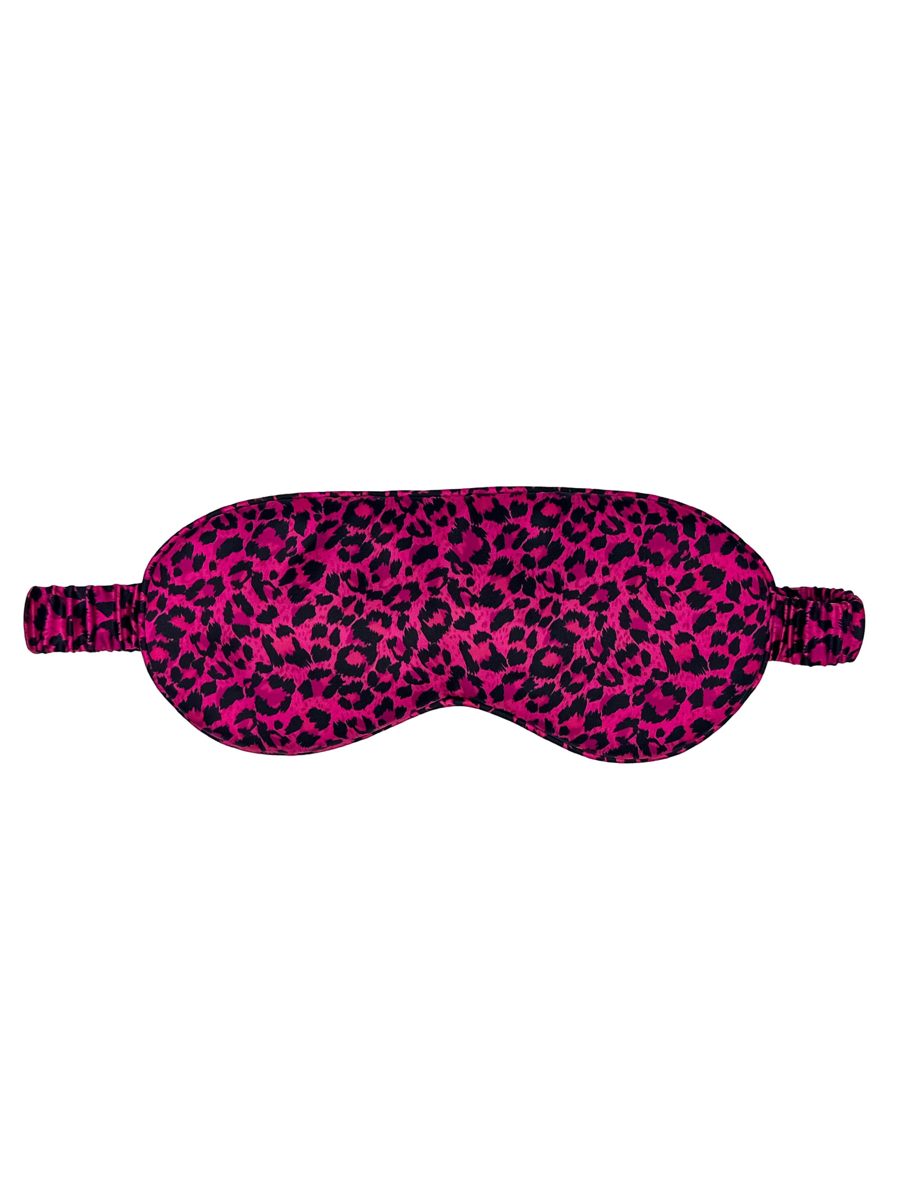 Pink Leopard Saf İpek Uyku Maskesi Göz Bandı 