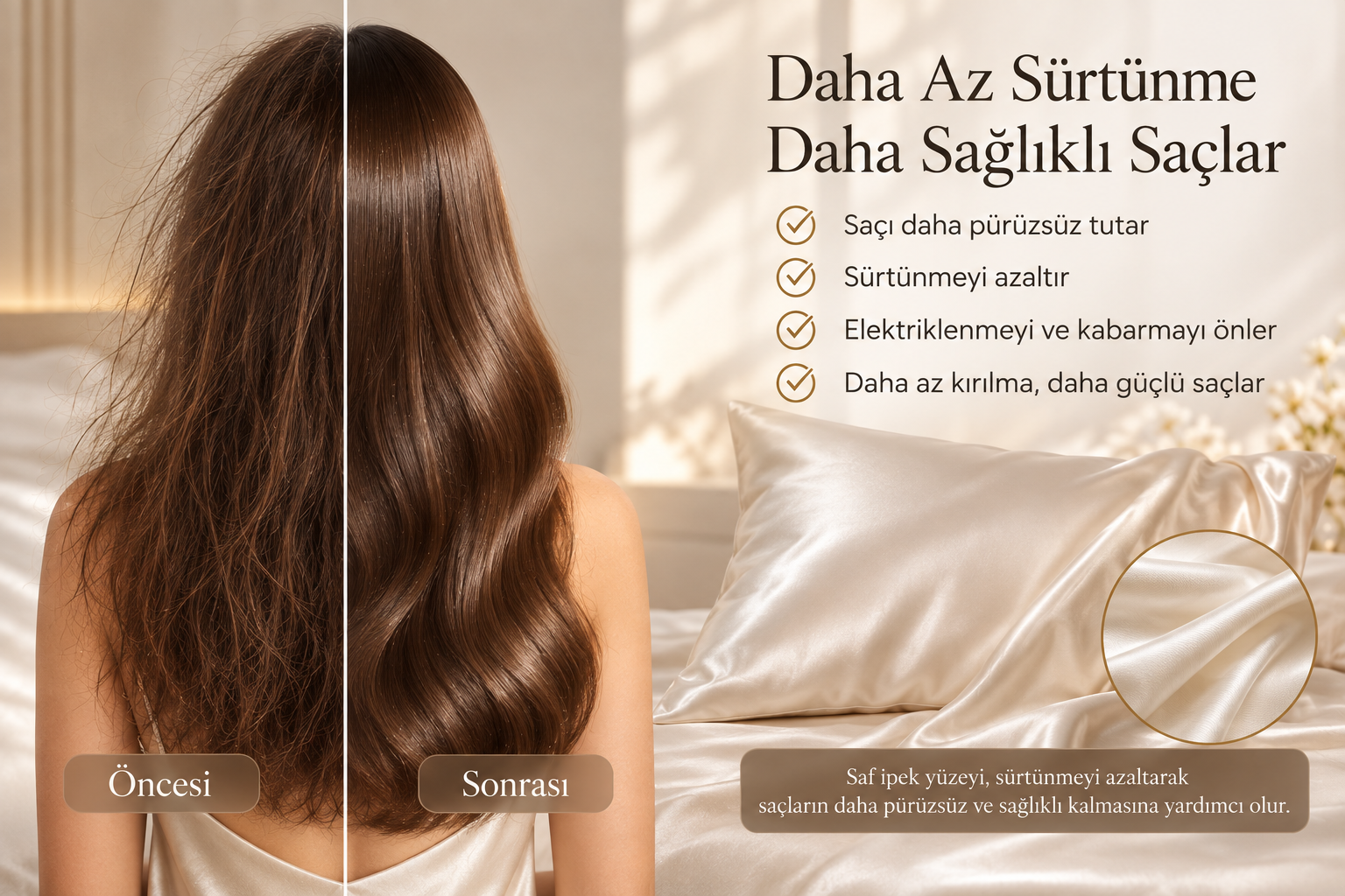 Pudra Bahçesi - 'Sleep & Glow' Saf İpek Fermuarlı Yastık Kılıfı 