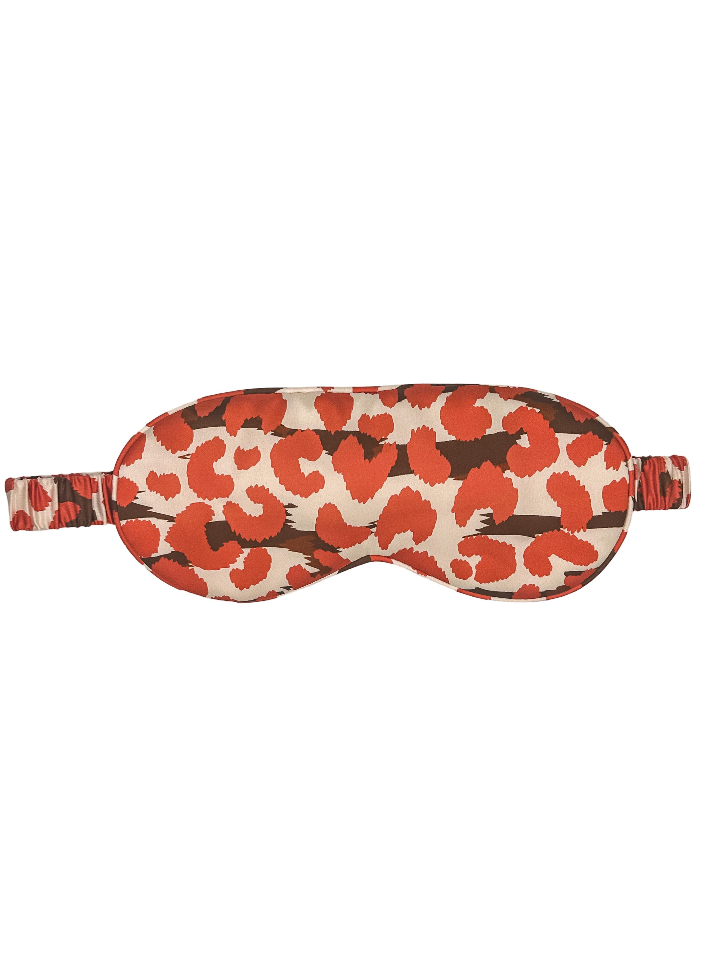 Red Leopard Saf İpek Uyku Maskesi Göz Bandı 