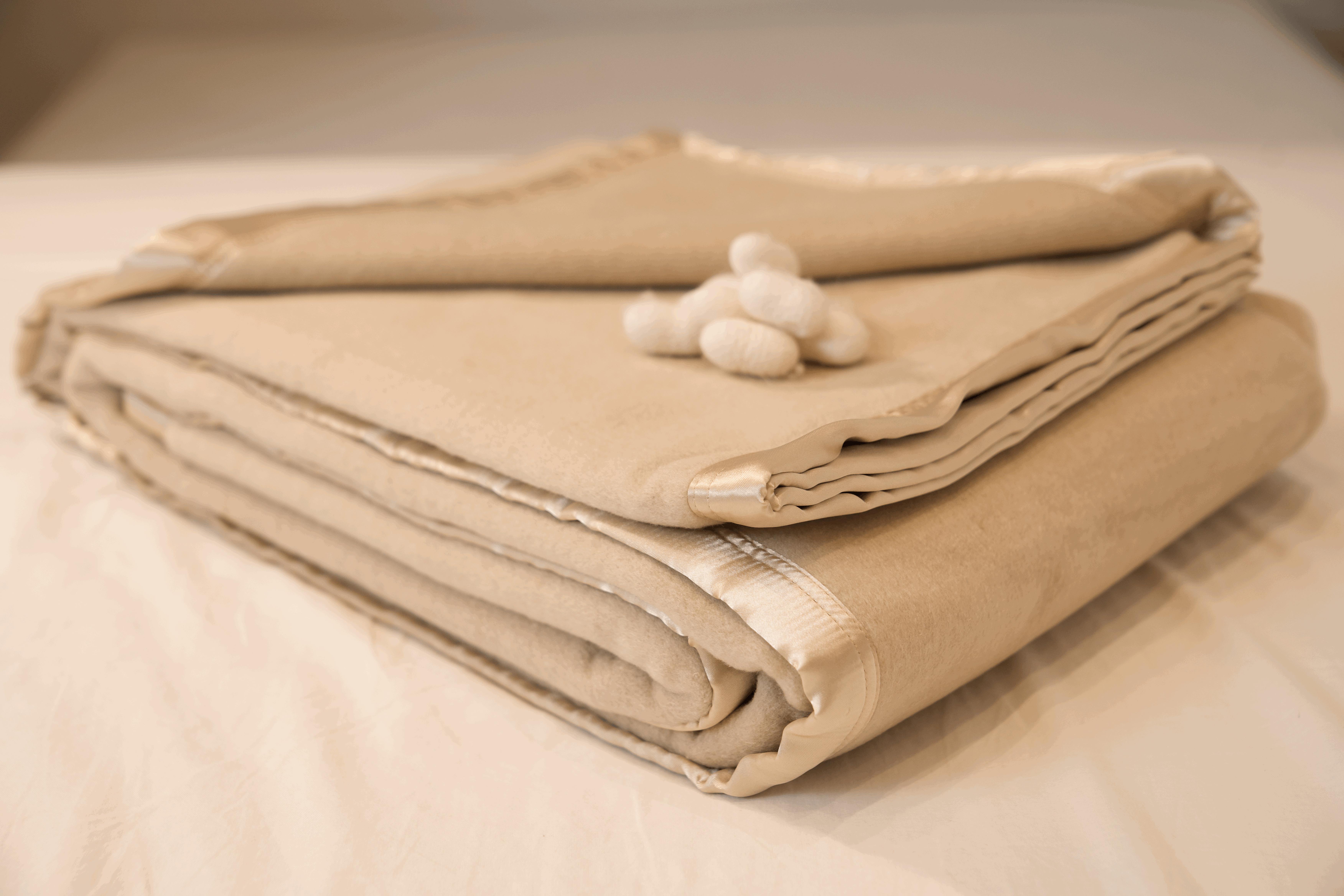 Champagne Satin Edged Pure Silk Blanket