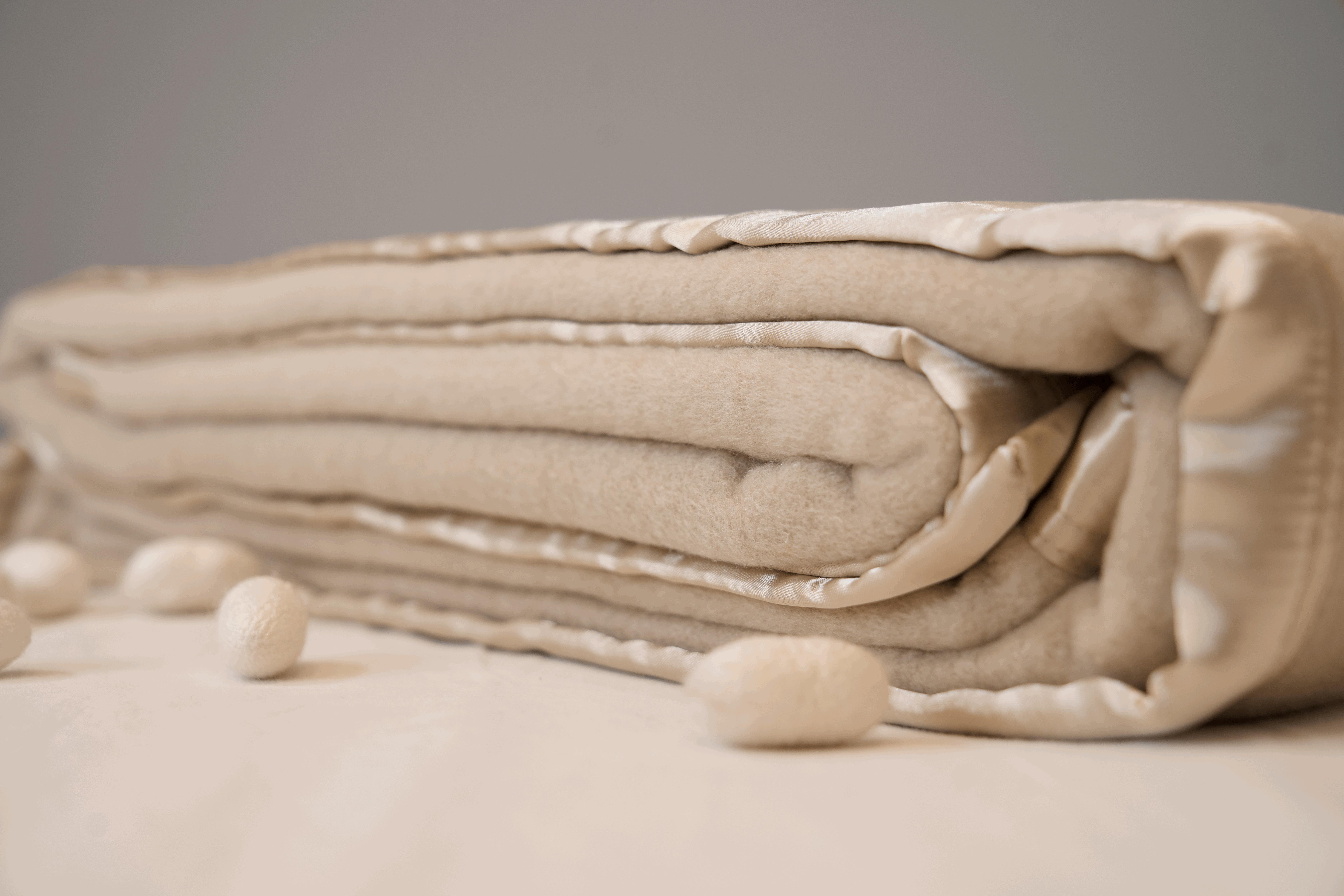 Champagne Satin Edged Pure Silk Blanket