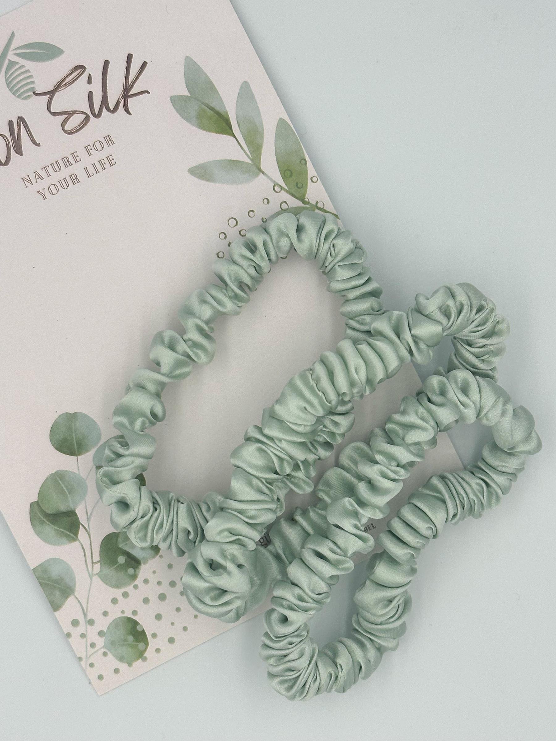 3 Pack Mini Silk Scrunchies - Chartreuse