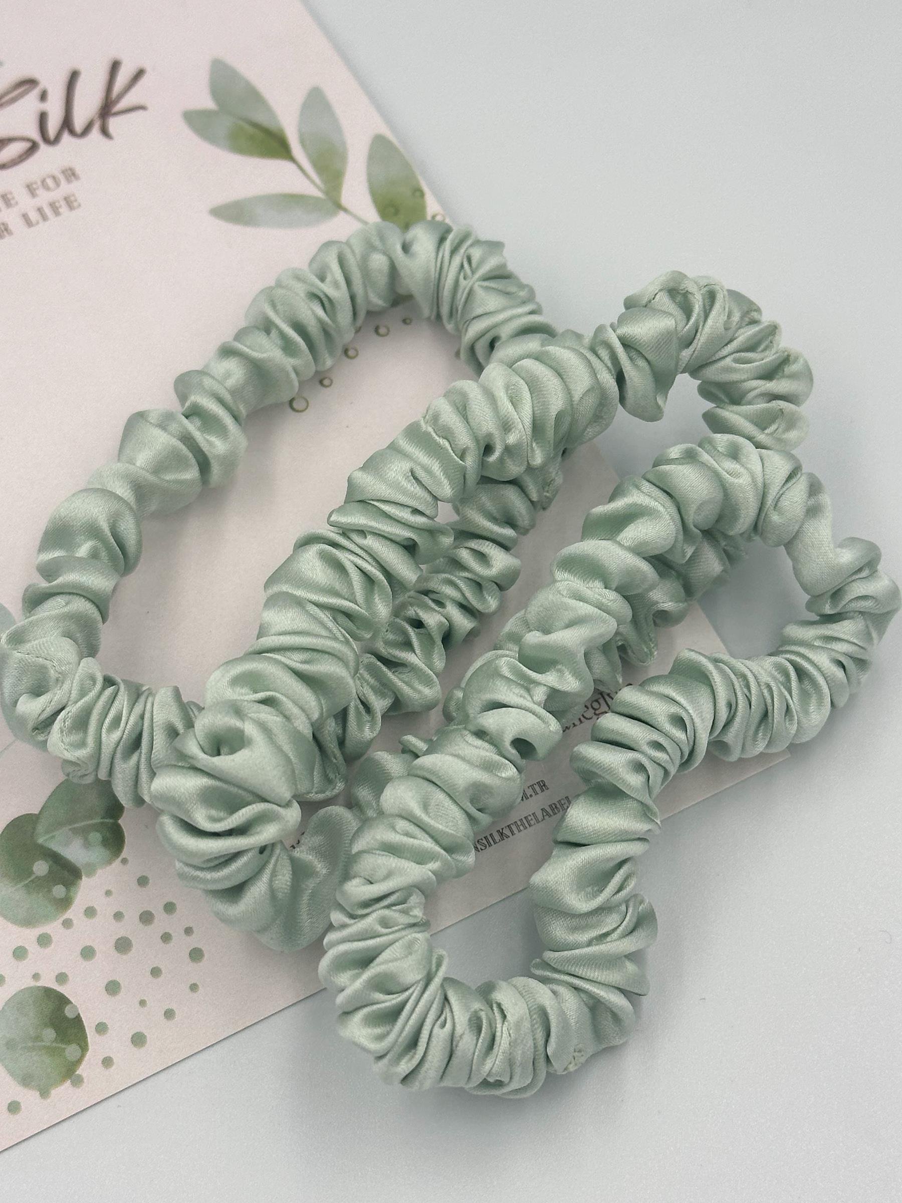 3 Pack Mini Silk Scrunchies - Chartreuse