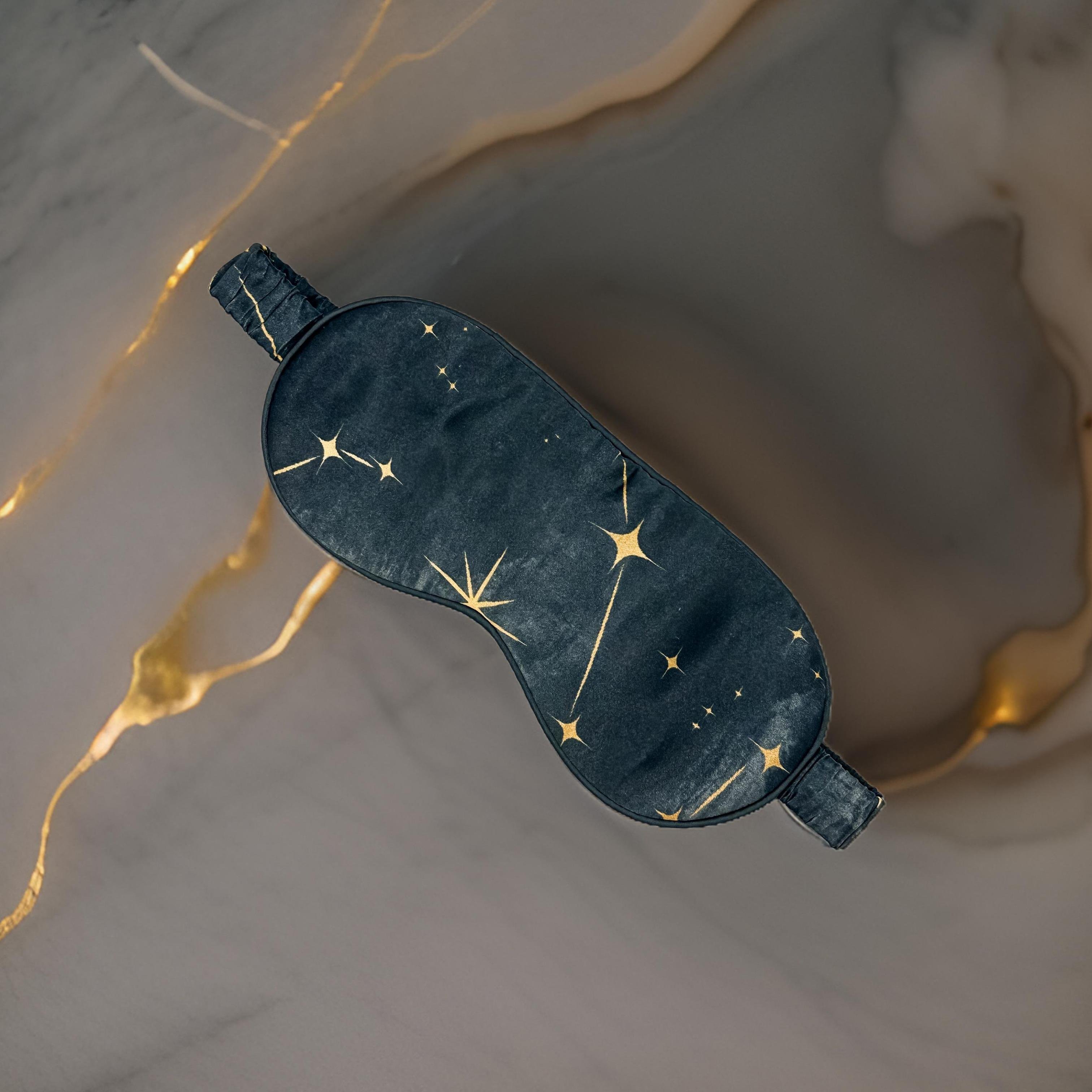 Starry Night Saf İpek Uyku Maskesi Göz Bandı 
