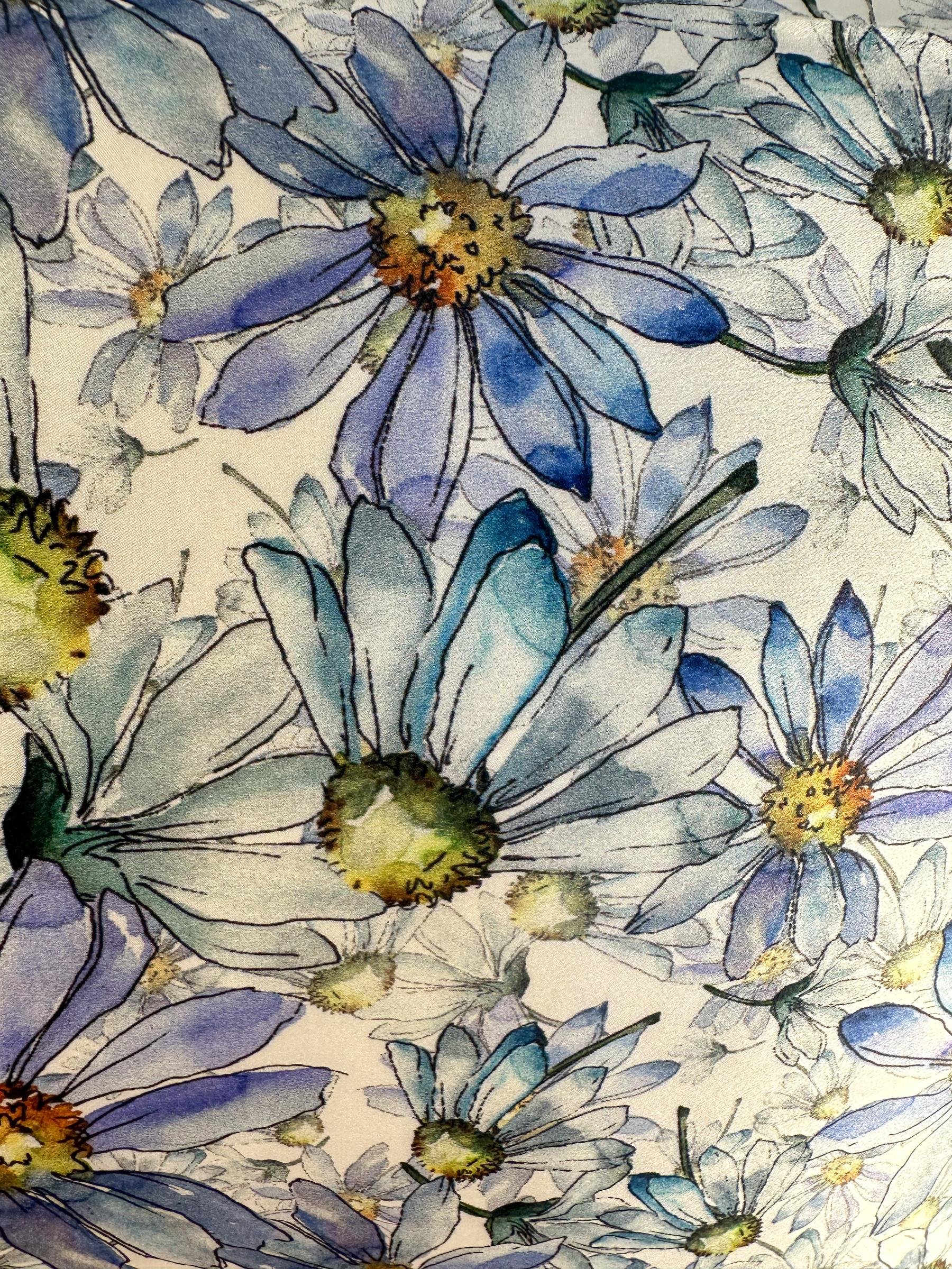 Watercolor Daisy - Saf İpek Yastık Kılıfı 