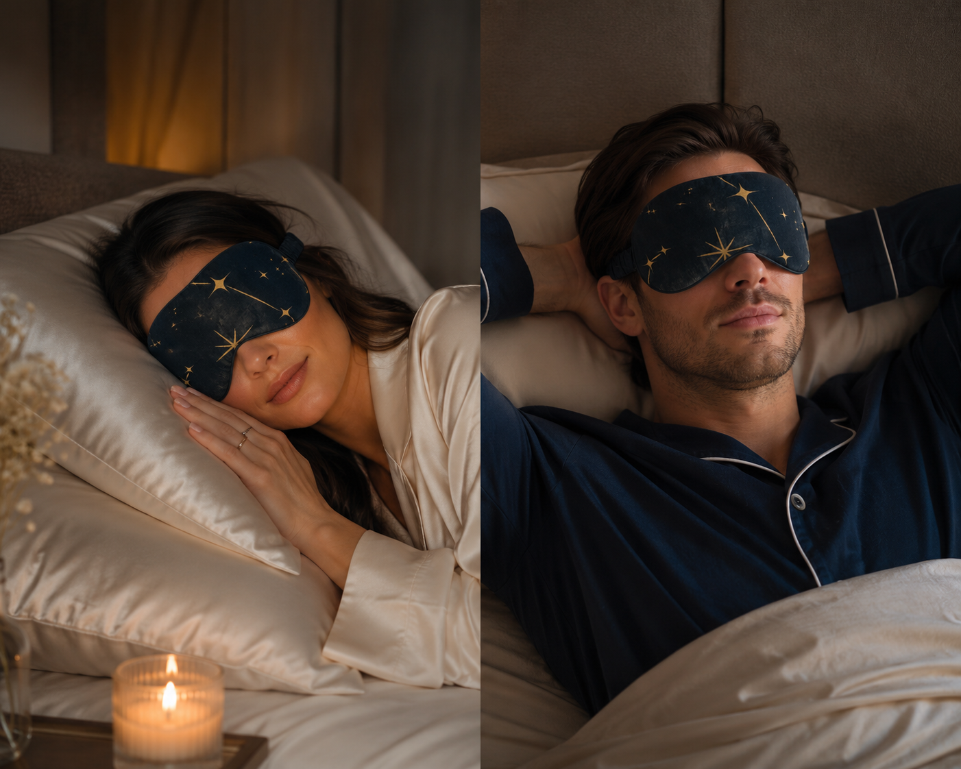 Starry Night Saf İpek Uyku Maskesi Göz Bandı 