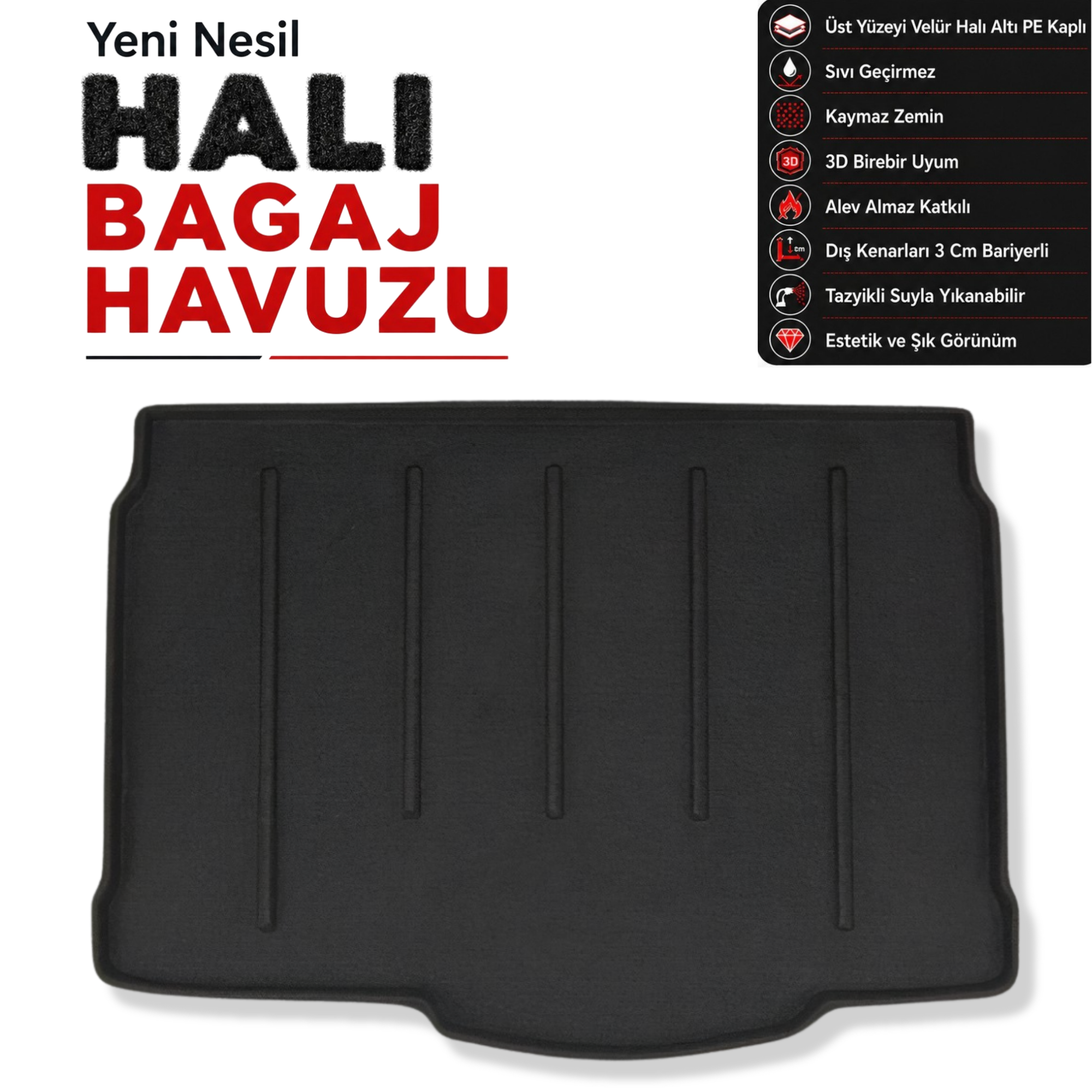Opel Corsa 5 Kapı Halı Bagaj Havuzu (2007 - 2014 Arası)