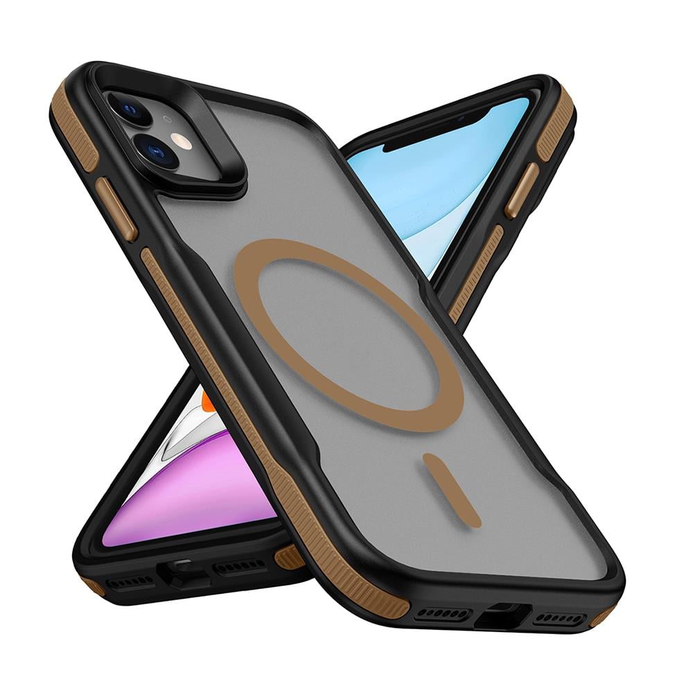 Apple iPhone 11 Kılıf M-safe Şarj Özellikli Renkli Kenar Airbag Şeritli Zore Lamer Kapak