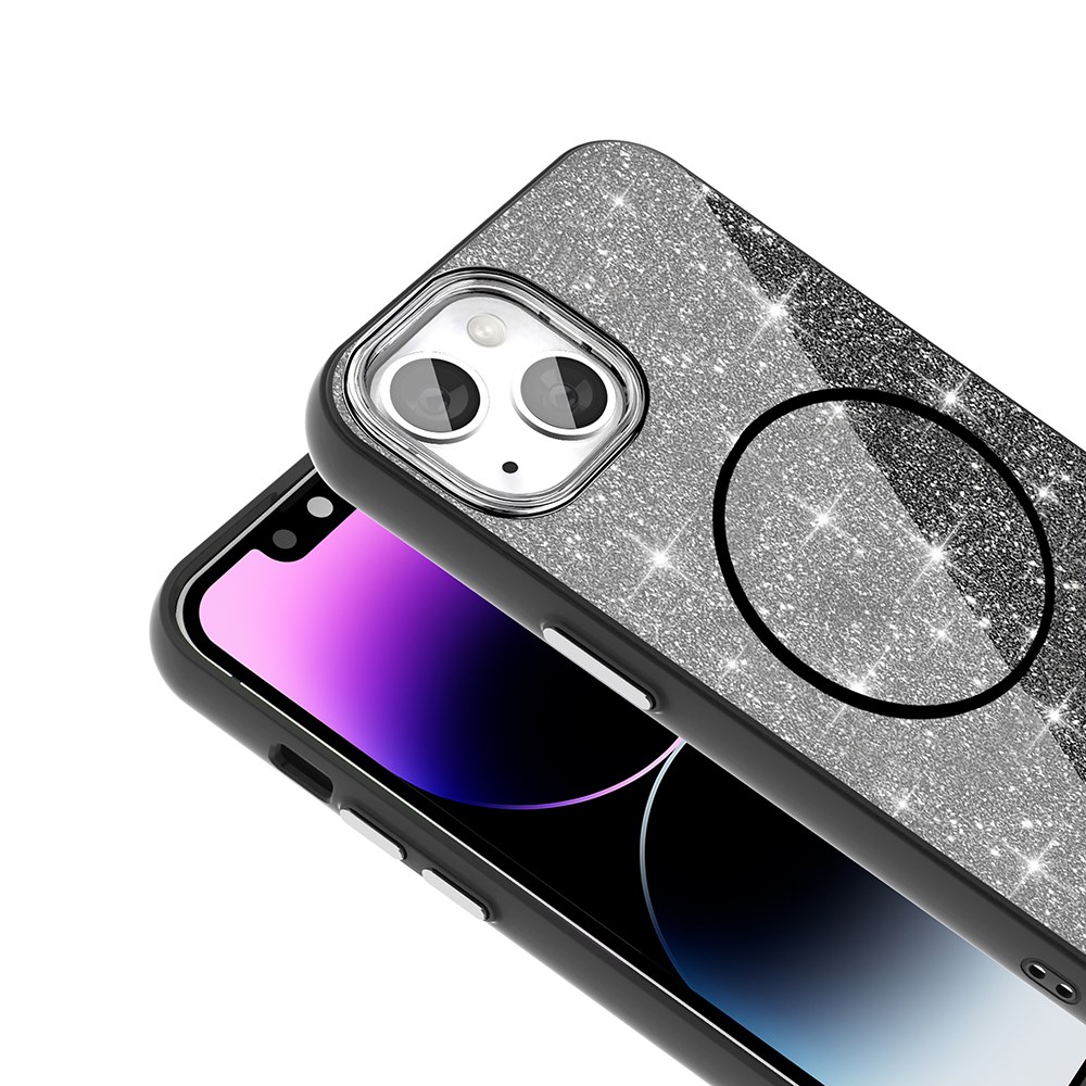 Apple iPhone 11 Kılıf M-safe Şarj Özellikli Parlayan Simli Zore Okso Kapak