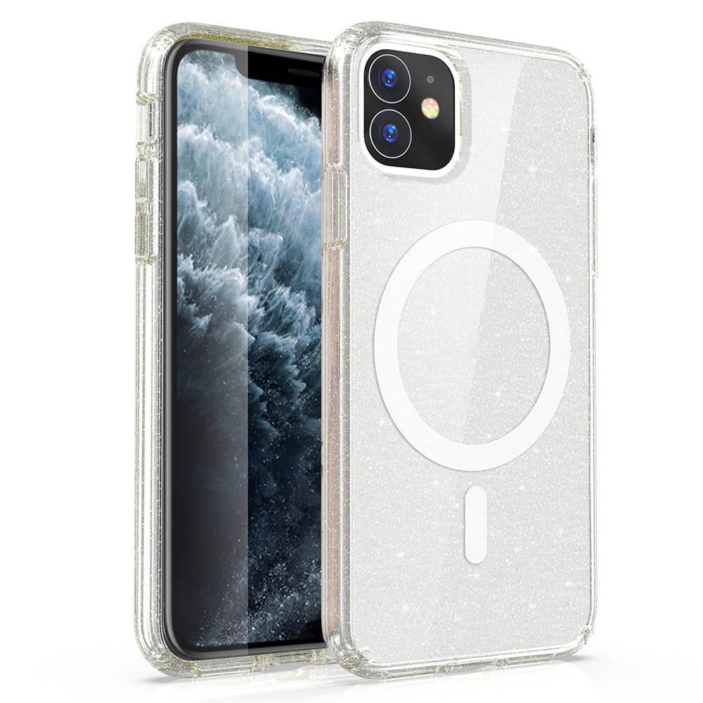 Apple iPhone 11 Kılıf M-safe Şarj Özellikli Parlayan Simli Saydam Renkli Zore Allstar Kapak