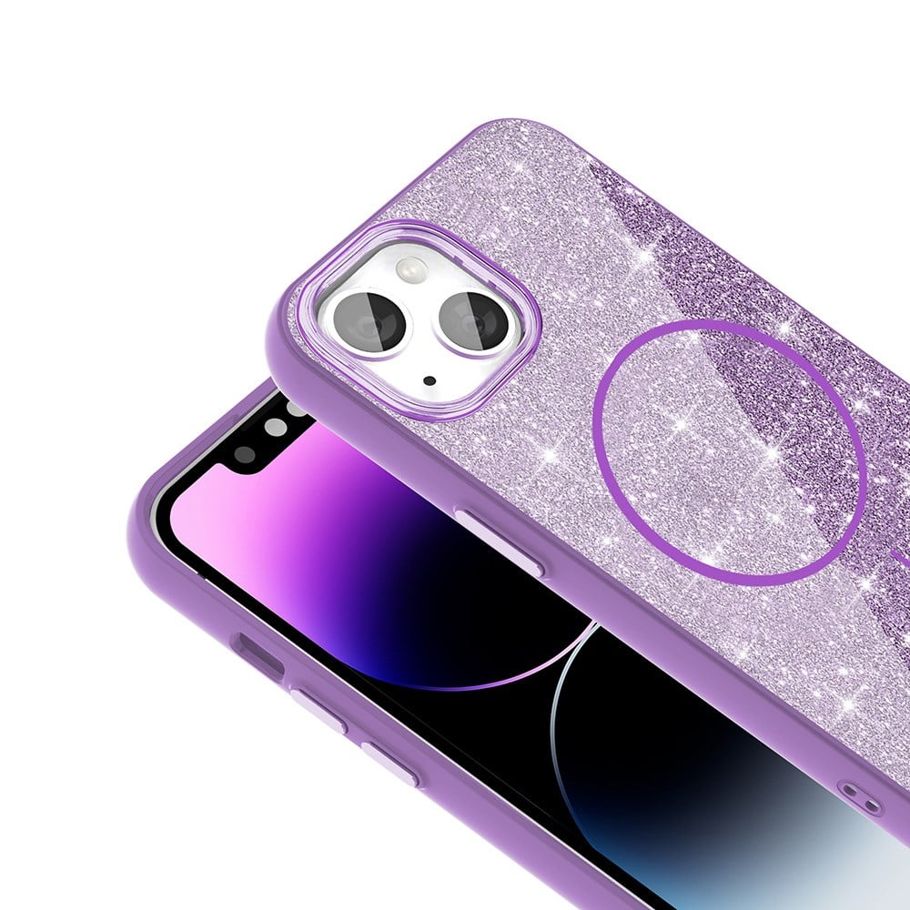 Apple iPhone 11 Kılıf M-safe Şarj Özellikli Parlayan Simli Zore Okso Kapak
