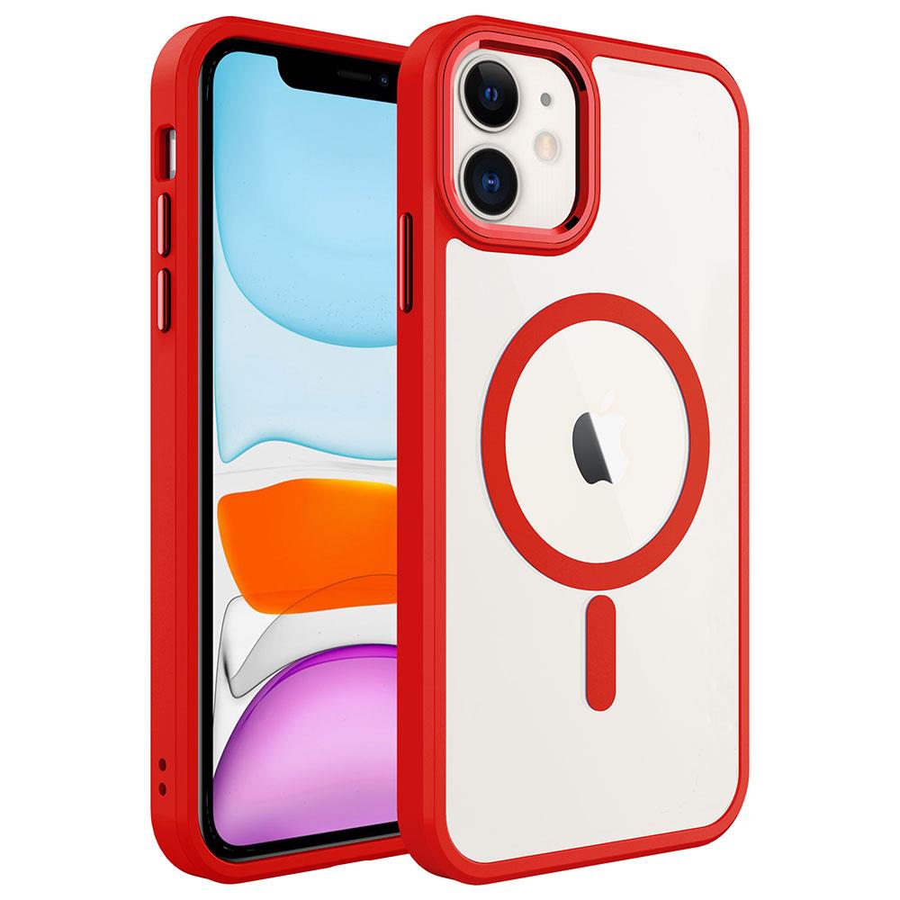 Apple iPhone 11 Kılıf Wireless Şarj Özellikli Zore Krom M-safe Silikon Kapak