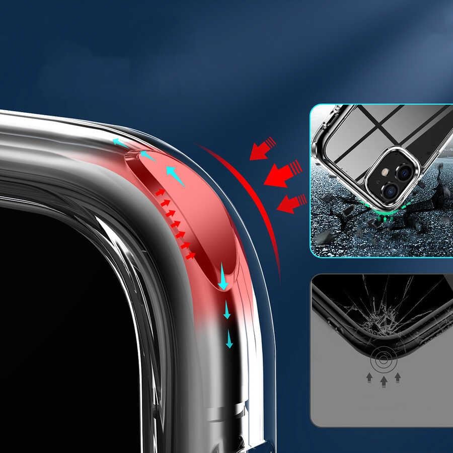 Apple iPhone 12 Kılıf Standlı Şeffaf Silikon Zore L-Stand Kapak