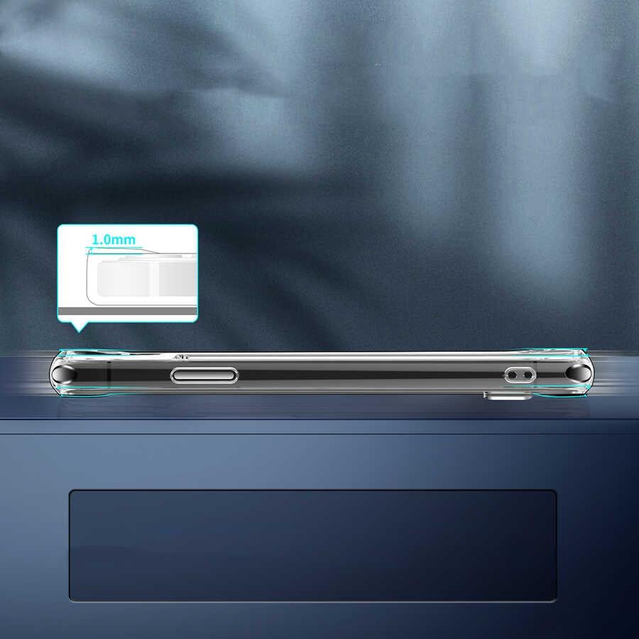 Apple iPhone 12 Kılıf Standlı Şeffaf Silikon Zore L-Stand Kapak