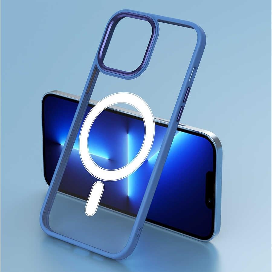 Apple iPhone 12 Kılıf Wireless Şarj Özellikli Zore Krom M-safe Silikon Kapak