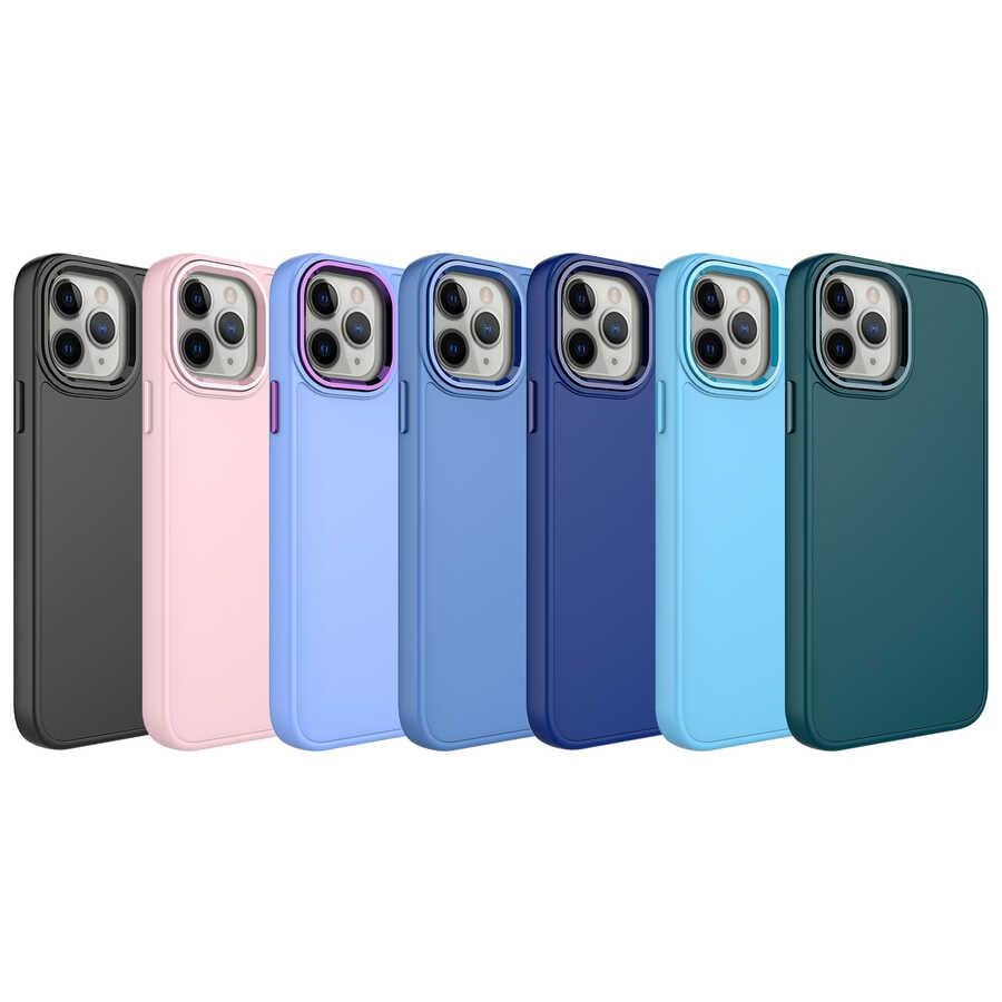 Apple iPhone 12 Pro Kılıf Metal Çerçeve ve Buton Tasarımlı Silikon Zore Luna Kapak