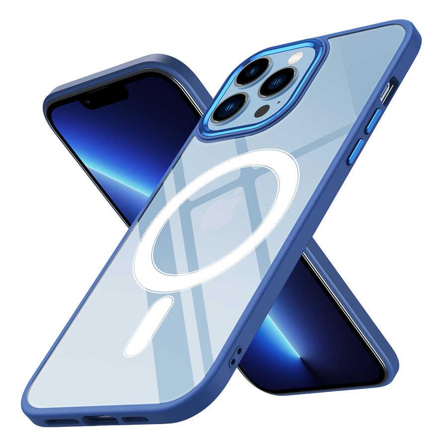 Apple iPhone 12 Pro Kılıf Wireless Şarj Özellikli Zore Krom M-safe Silikon Kapak