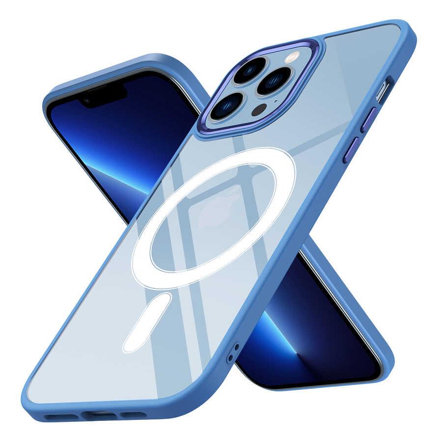 Apple iPhone 12 Pro Kılıf Wireless Şarj Özellikli Zore Krom M-safe Silikon Kapak