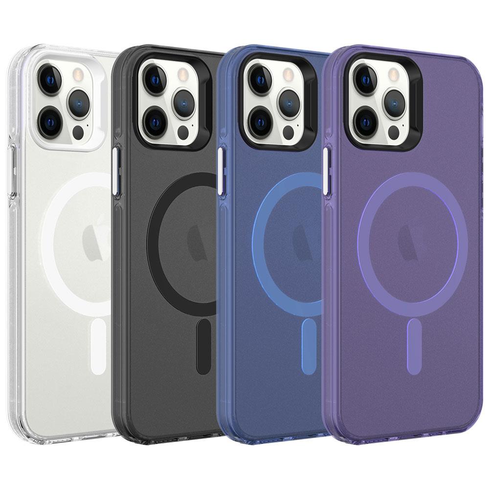 Apple iPhone 12 Pro Kılıf Zore M-safe Şarj Özellikli Buzlu Transparan C-Pro Sert Kapak