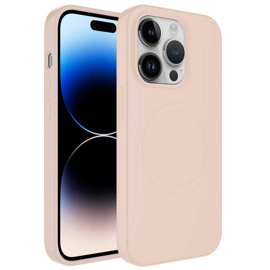 Apple iPhone 12 Pro Max Kılıf M-safe Wireless Şarj Özellikli Pastel Renk Silikon Zore Plas Kapak