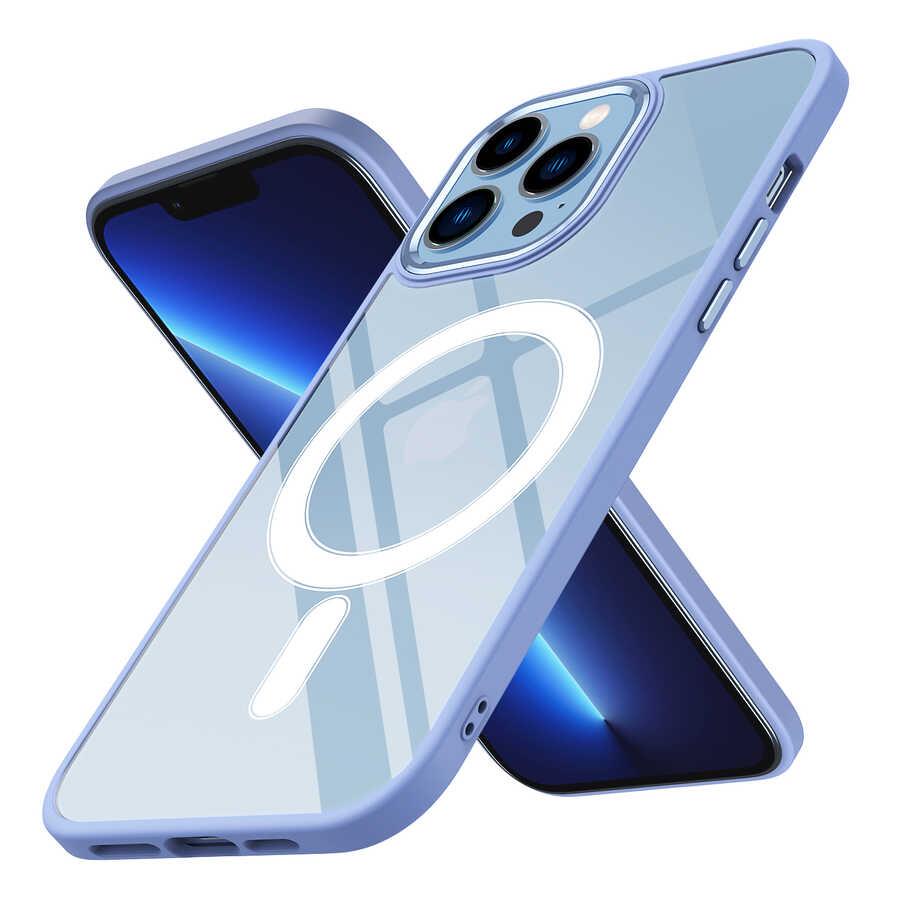 Apple iPhone 12 Pro Max Kılıf Wireless Şarj Özellikli Zore Krom M-safe Silikon Kapak