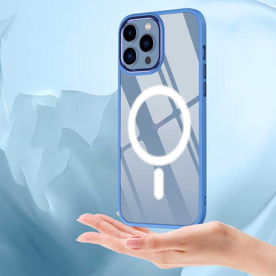 Apple iPhone 12 Pro Max Kılıf Wireless Şarj Özellikli Zore Krom M-safe Silikon Kapak