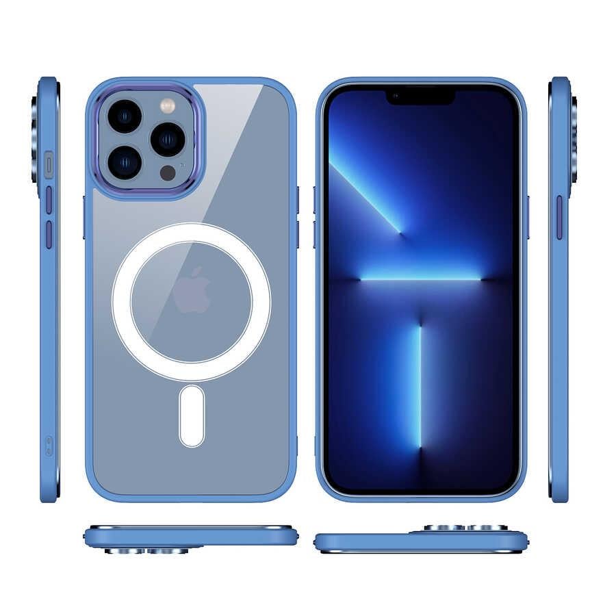 Apple iPhone 12 Pro Max Kılıf Wireless Şarj Özellikli Zore Krom M-safe Silikon Kapak