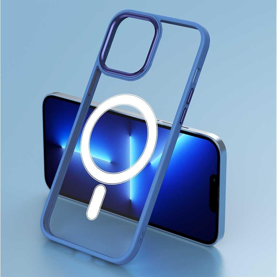 Apple iPhone 12 Pro Max Kılıf Wireless Şarj Özellikli Zore Krom M-safe Silikon Kapak