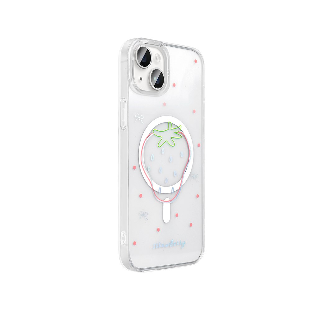 Apple iPhone 13 Kılıf M-Safe Şarj Özellikli Şeffaf Zore Folk Sert Kapak