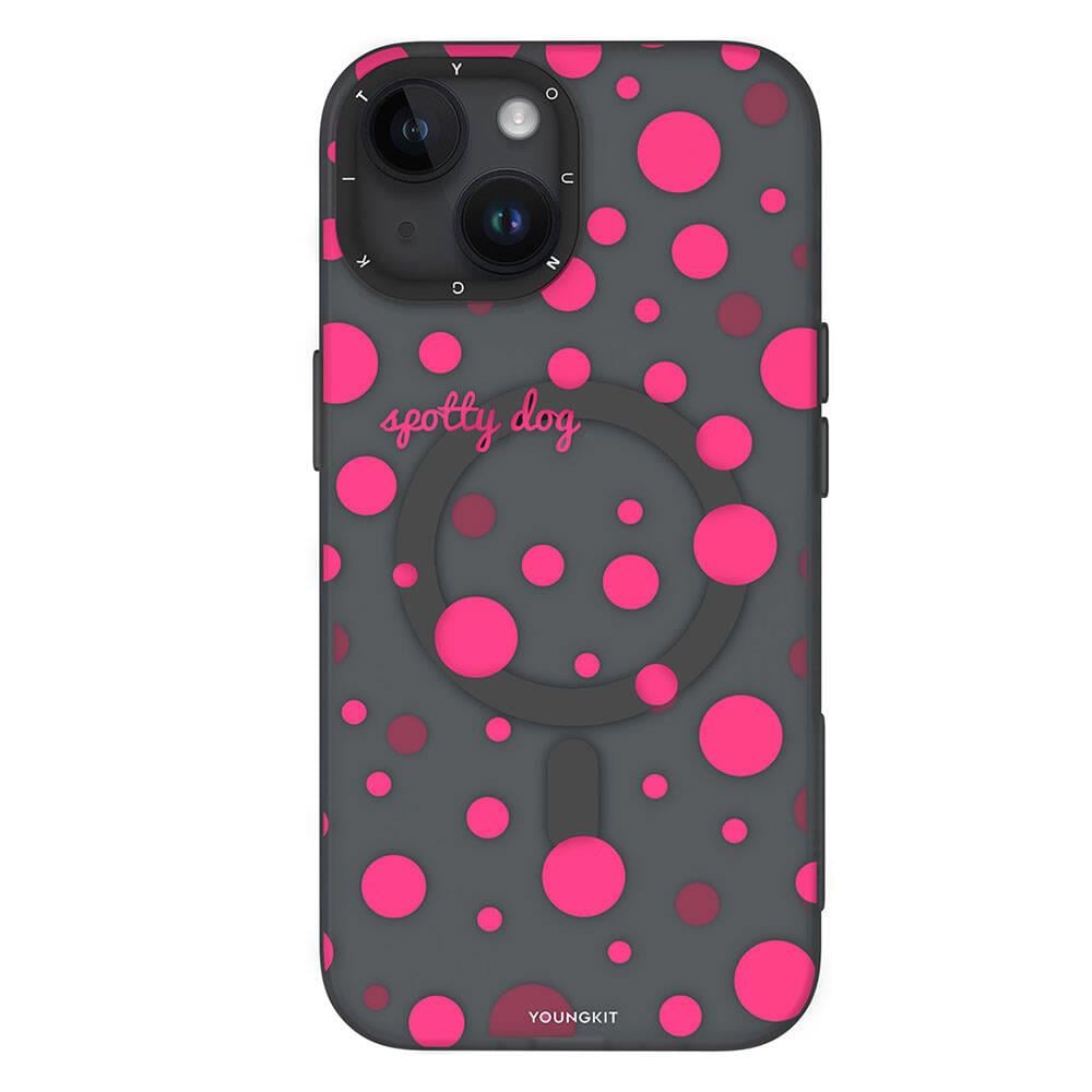 Apple iPhone 13 Kılıf M-safe Şarj Özellikli Polka Dot Desenli Youngkit Spots Serisi Kapak