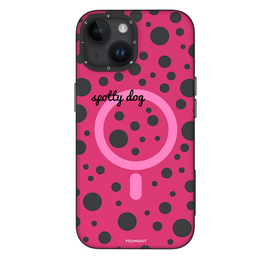 Apple iPhone 13 Kılıf M-safe Şarj Özellikli Polka Dot Desenli Youngkit Spots Serisi Kapak